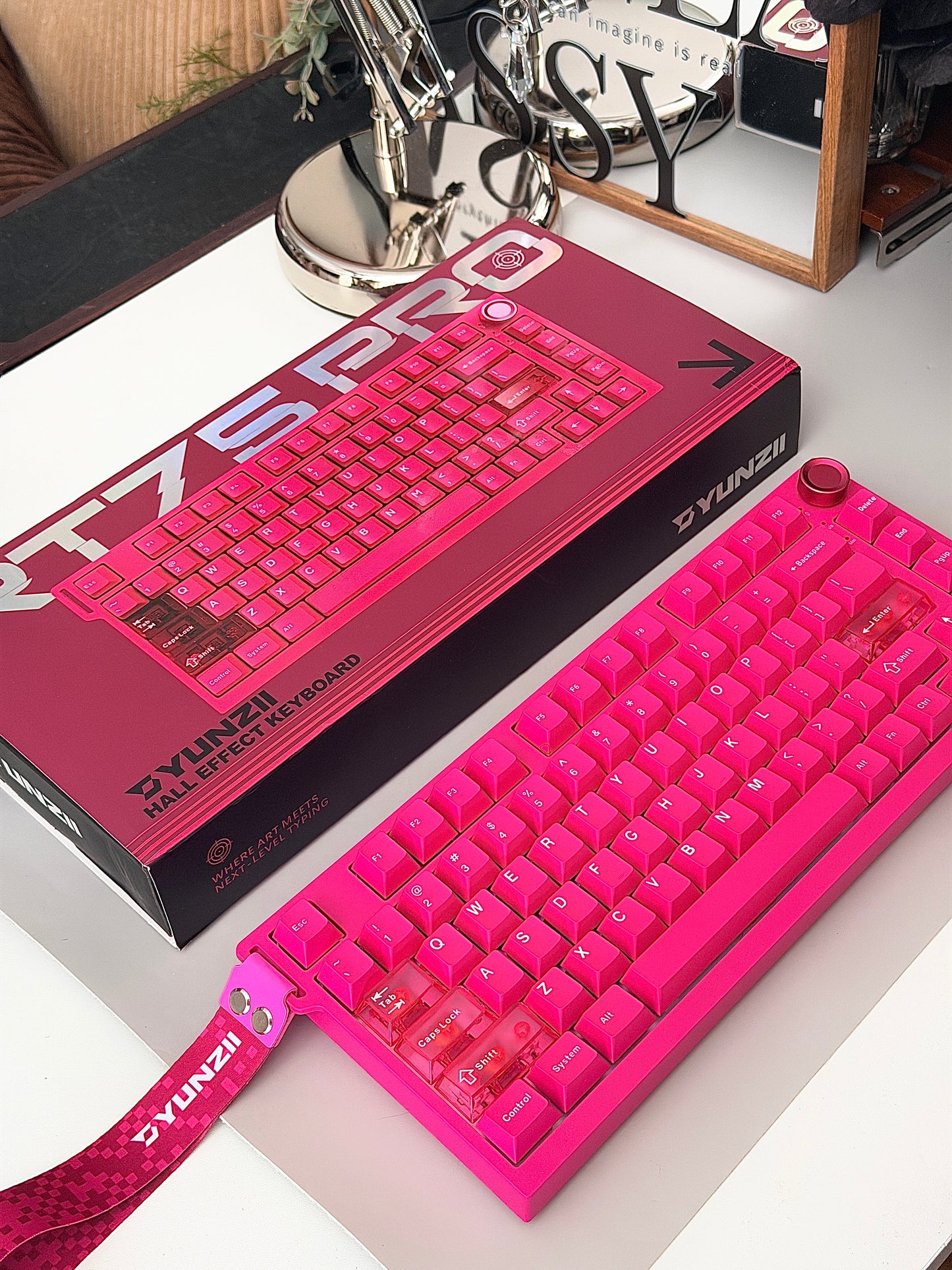 Unboxing Clearance ONLY 1 Instock YUNZII RT75 PRO Magnetic Switch Wireless Gaming Keyboard + Pink Camo Keycaps