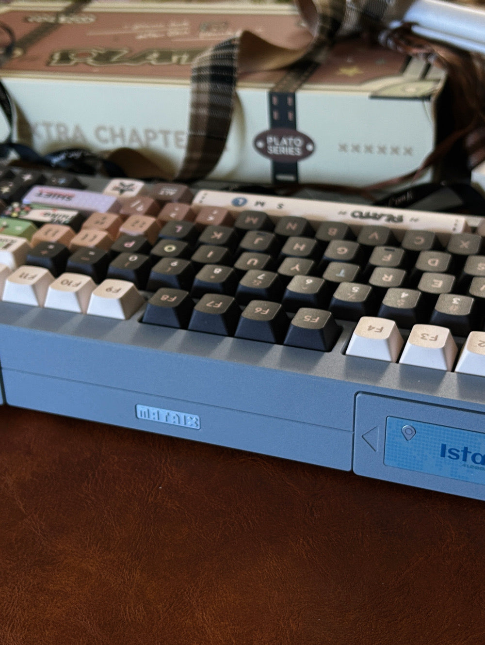ONLY 1 Instock Prebuilt Aluminum Customized Mechanical Keyboard Matrix Meta75 Istanbul Dirty Blue Set (With Switch & Keycaps)