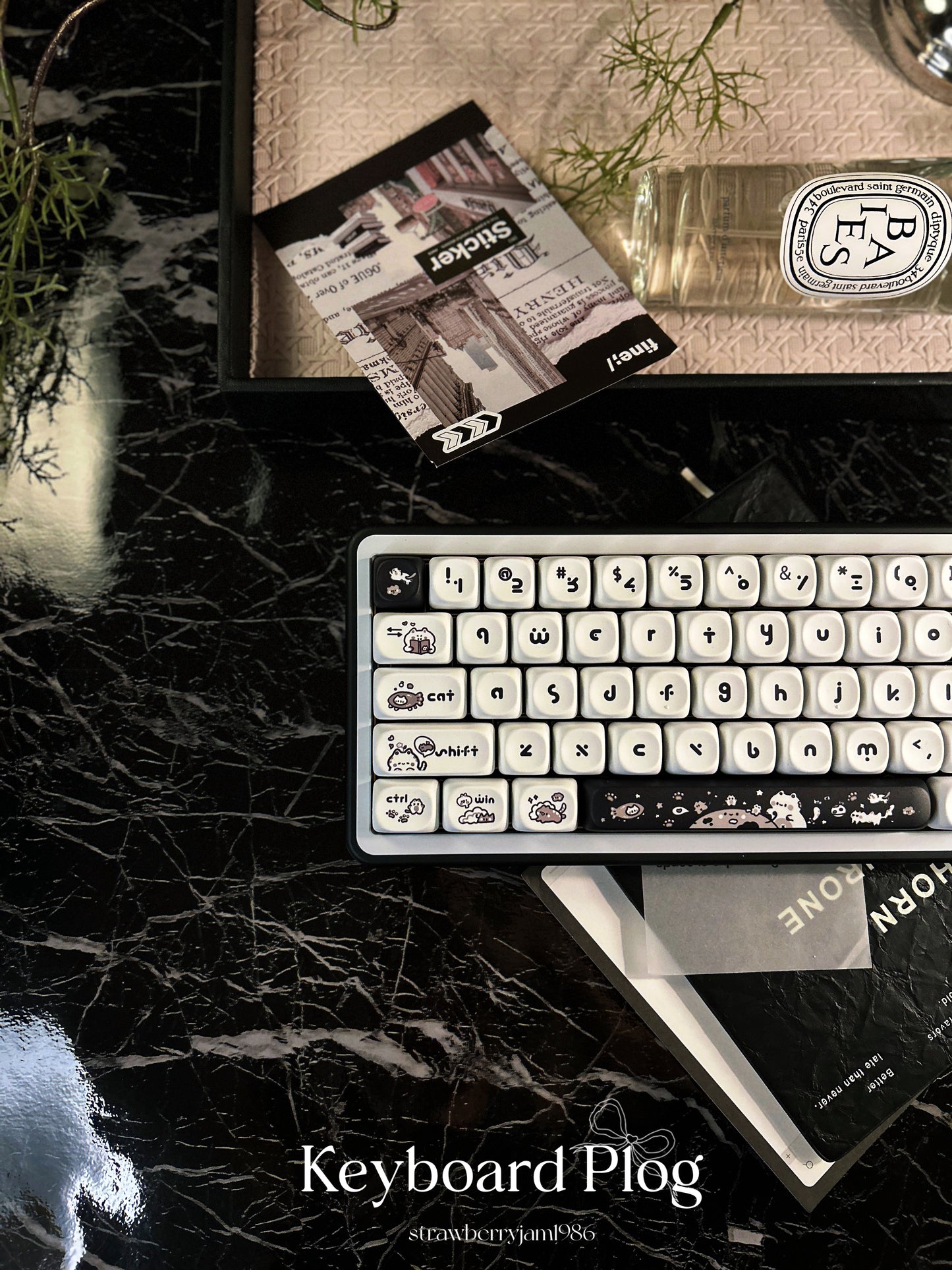 ONLY 1 INSTOCK Prebuilt Aluminum Customized Mechanical Keyboard BUFF65 BLACK White Creamy Thocky Set(not including number pad)