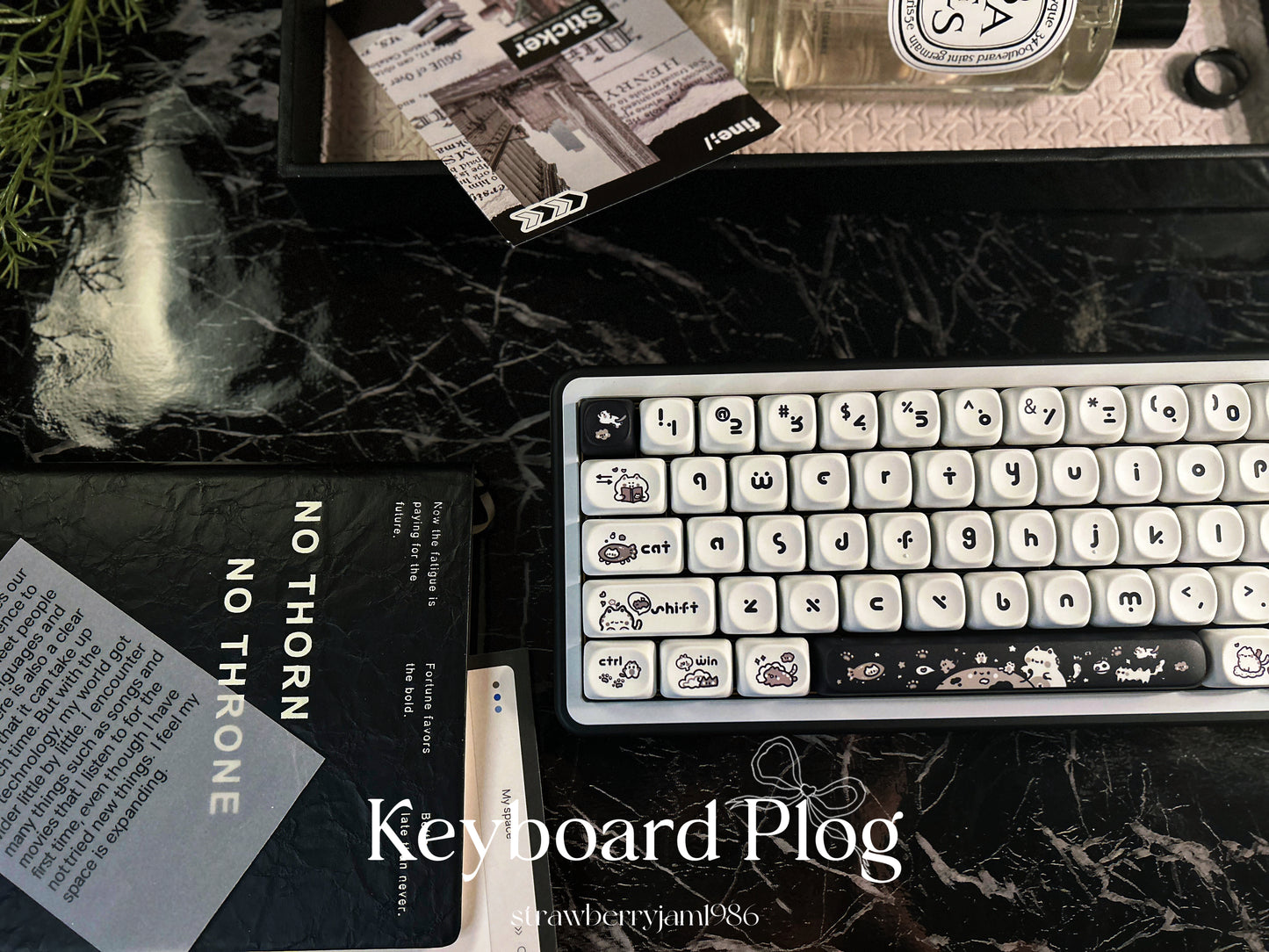 ONLY 1 INSTOCK Prebuilt Aluminum Customized Mechanical Keyboard BUFF65 BLACK White Creamy Thocky Set(not including number pad)