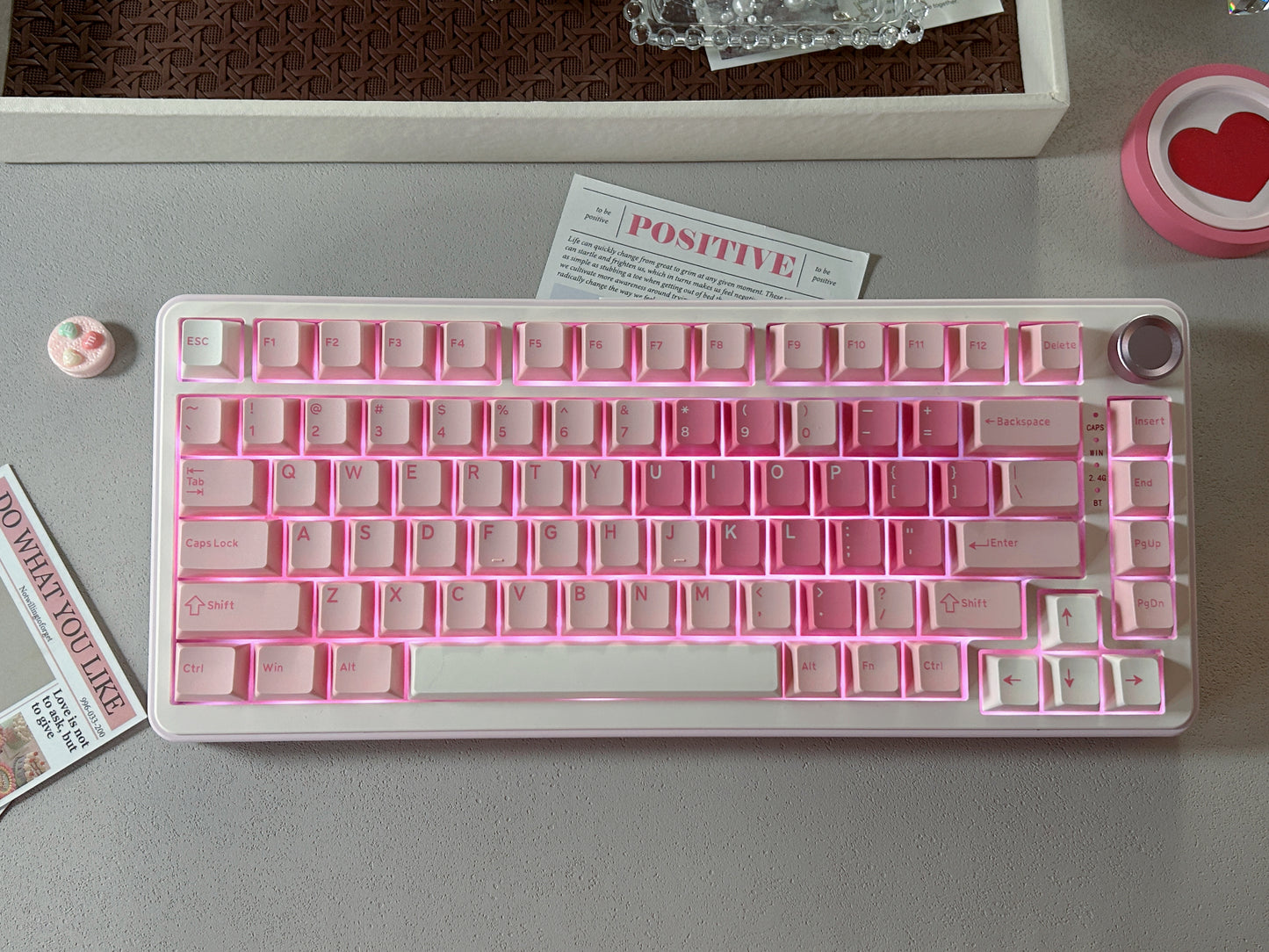 Unboxing Sample For Sales ONLY 1 Instock Pink Heart YUNZII B75 PRO Wireless Mechanical Keyboard,75% Layout with Knob,Hot Swap Gasket Custom Structure,Creamy Pre-lubed Switches,RGB Backlit,Bluetooth/Type-C/2.4G for Win/Mac(Milk Switch,Pink)