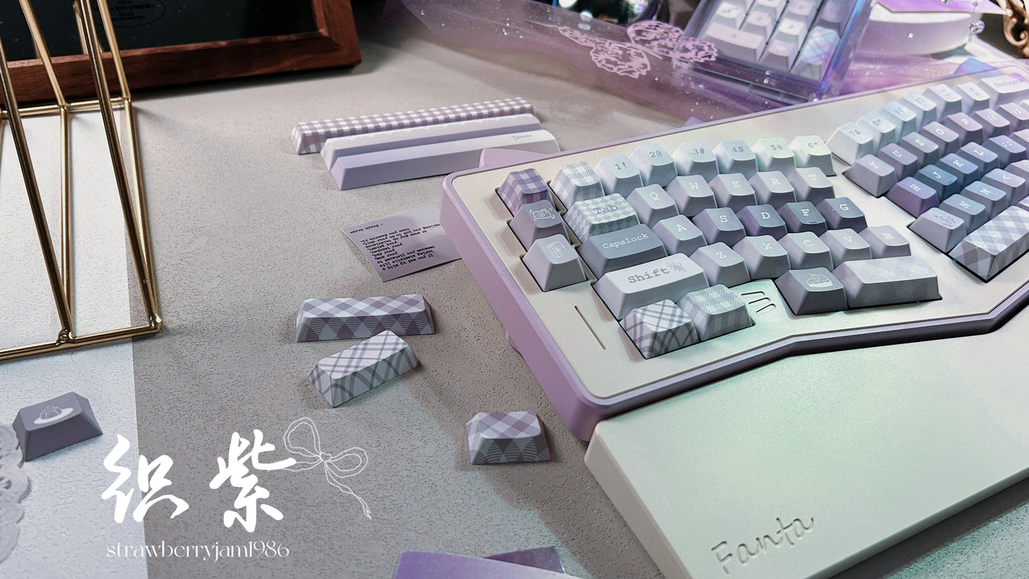 ONLY 1 INSTOCK Prebuilt Aluminum Customized Mechanical Keyboard PURPULE KITTENALICE ERGONOMIC CAT KEYBOARD SET with Wristrest