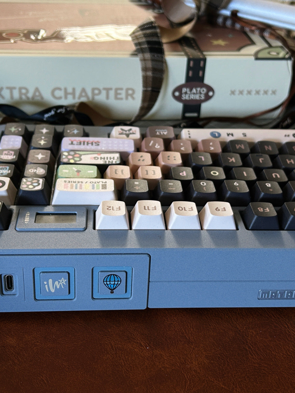 ONLY 1 Instock Prebuilt Aluminum Customized Mechanical Keyboard Matrix Meta75 Istanbul Dirty Blue Set (With Switch & Keycaps)