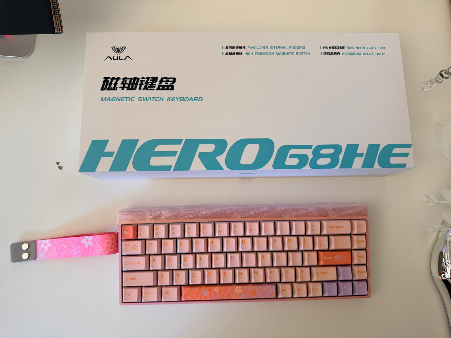 Unboxing Sample For Sales ONLY 1 Instock AULA HERO68 HE ULTRA SAKURA PINK MEGNATIC SWITCH GAMING KEYBOARD