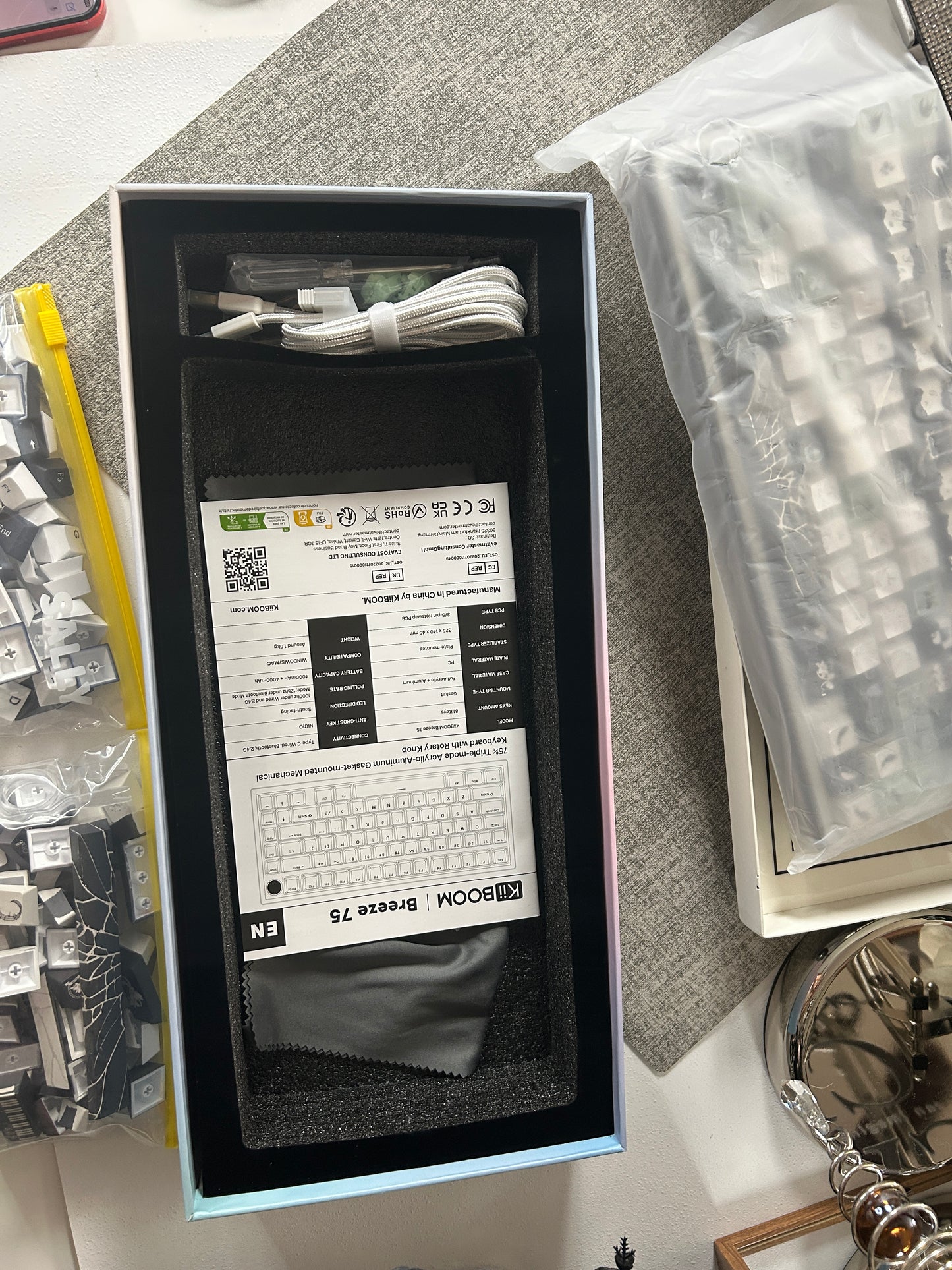 Unboxing Sample For Sales ONLY 1 Instock KiiBOOM Breeze75 Aluminum Tri-Mode Mechanical Customized Keyboard ➕ Ashey Dance Keycap Set(not including pad & decoration)
