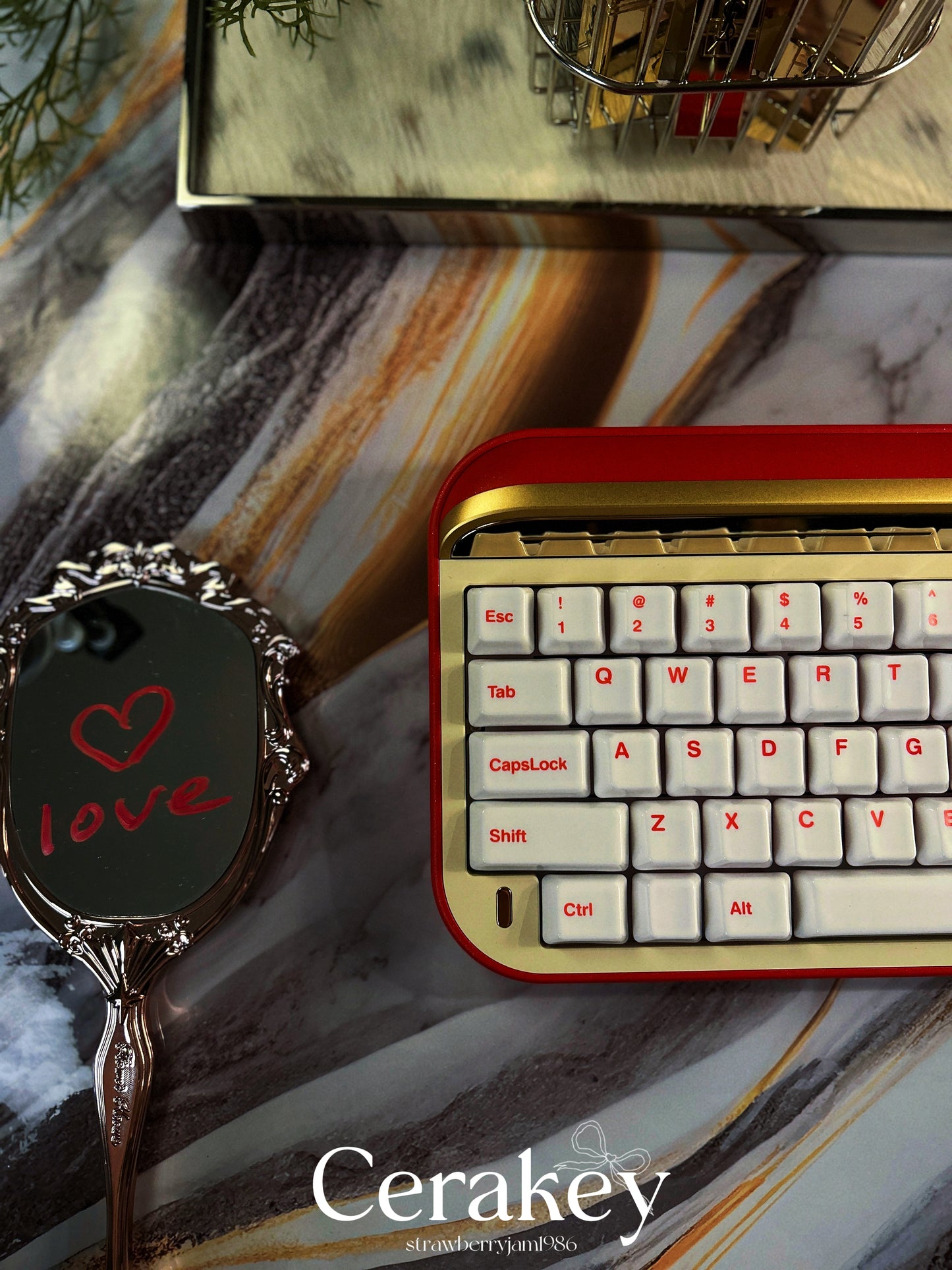 ONLY 1 INSTOCK Prebuilt Aluminum Customized Mechanical Keyboard Red Targa65 Cerakey Valentine Heart Set