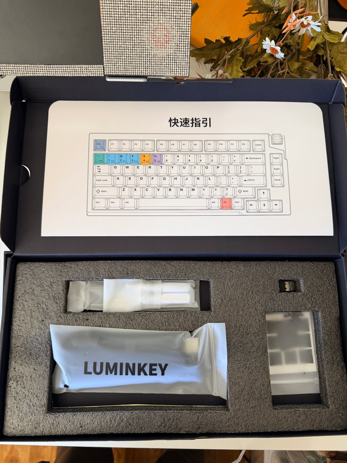 Unboxing Sample For Sales ONLY 1 Instock LUMINKEY75 V2 Tri-Mode Custom Mechanical Keyboard Warm Orange-White