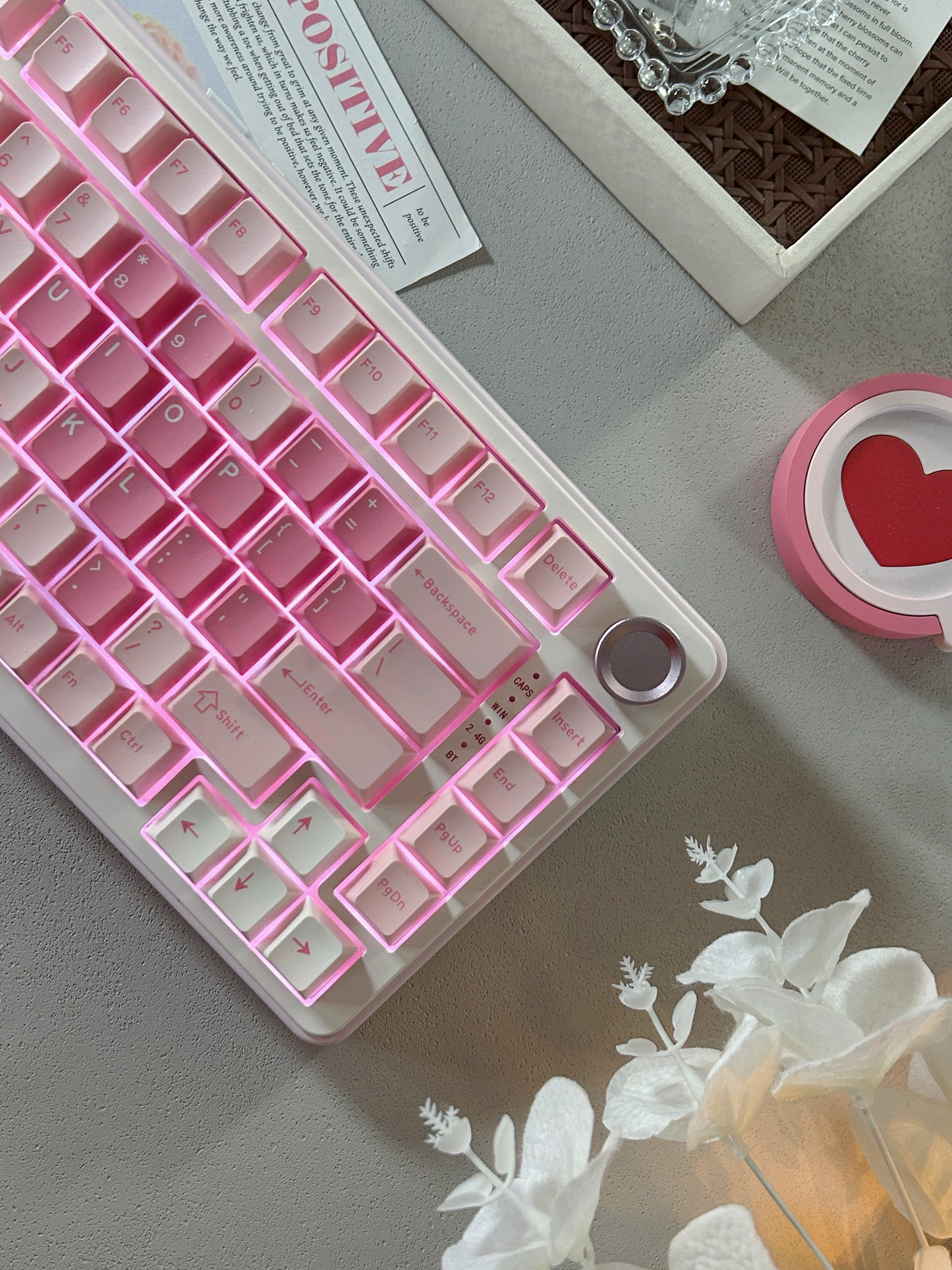 Unboxing Sample For Sales ONLY 1 Instock Pink Heart YUNZII B75 PRO Wireless Mechanical Keyboard,75% Layout with Knob,Hot Swap Gasket Custom Structure,Creamy Pre-lubed Switches,RGB Backlit,Bluetooth/Type-C/2.4G for Win/Mac(Milk Switch,Pink)
