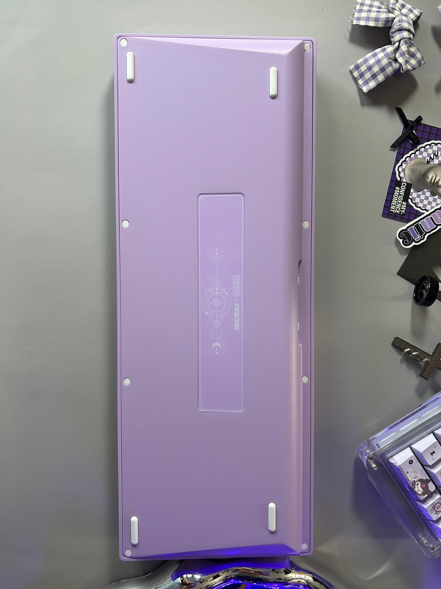 Unboxing Sample For Sales ONLY 1 Instock Feker Galaxy80 Purple Tri-Mode Mechanical Keyboard ➕Kuromi Themed Keycaps(not including Pad or black lace and bow decoration)