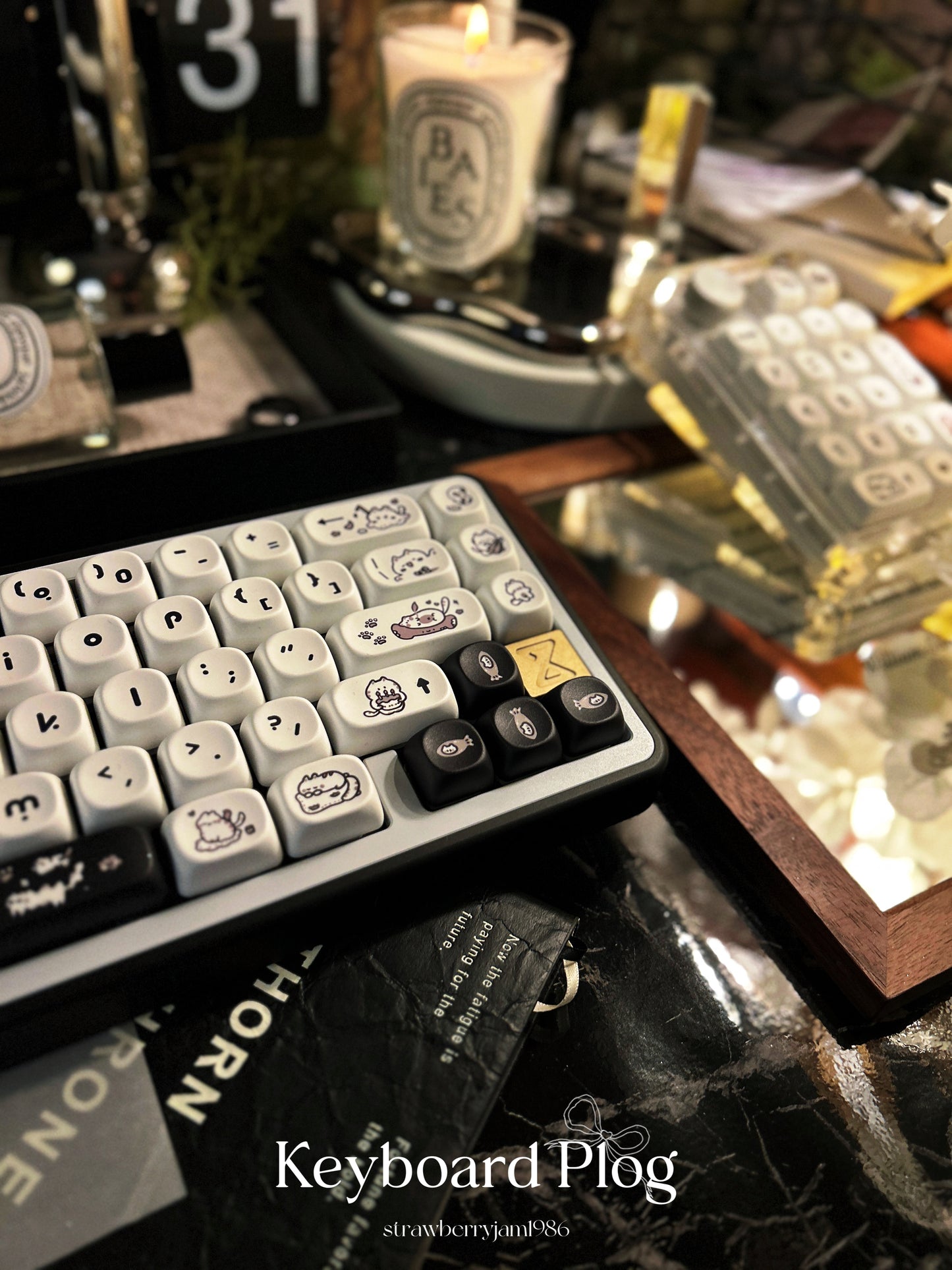 ONLY 1 INSTOCK Prebuilt Aluminum Customized Mechanical Keyboard BUFF65 BLACK White Creamy Thocky Set(not including number pad)