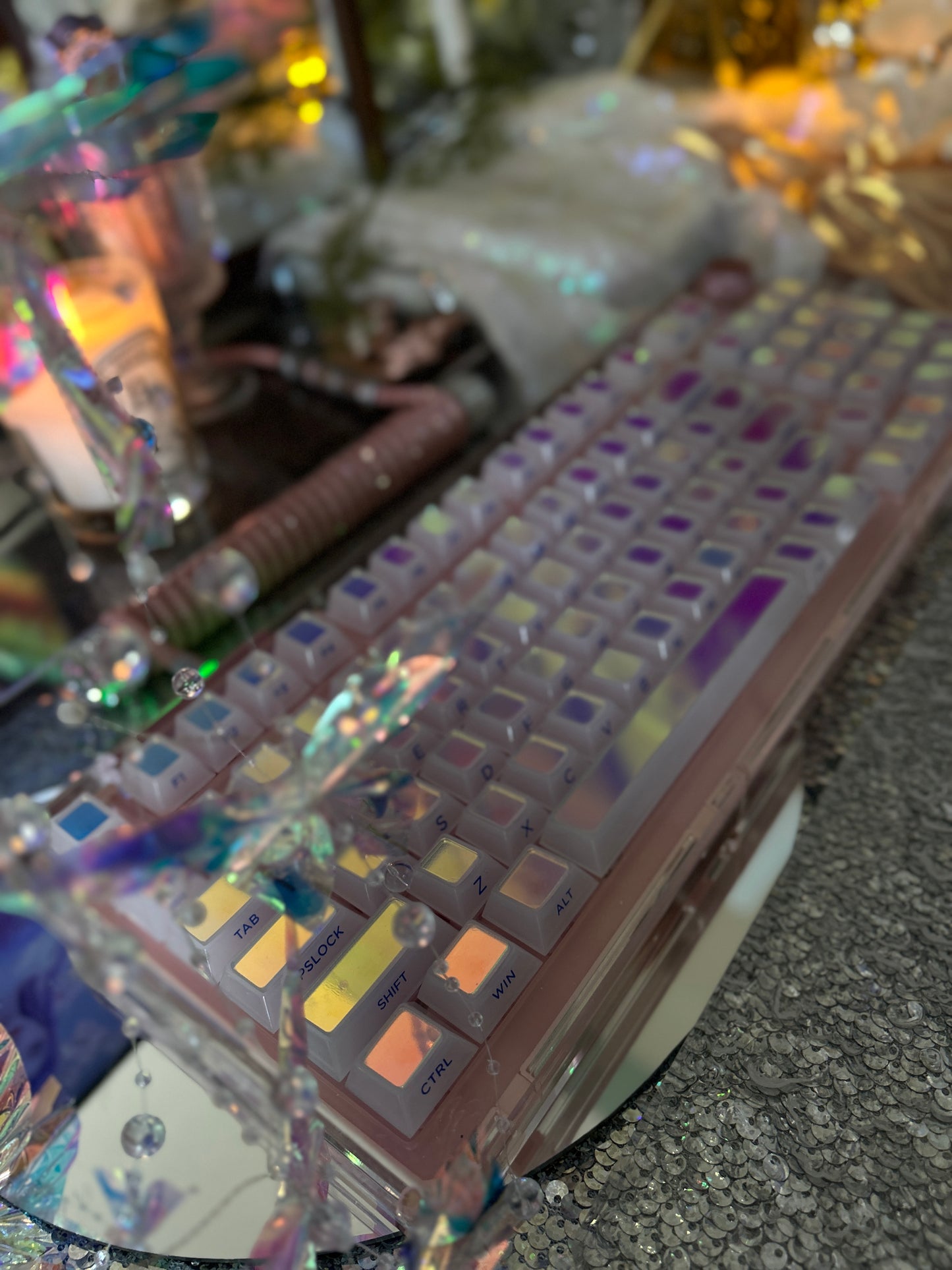 #0164 Cloud Edge Butterfly Phantom Laser Keycap Side Engraved Multi-sided Color-changing Keycap Cherry Profile