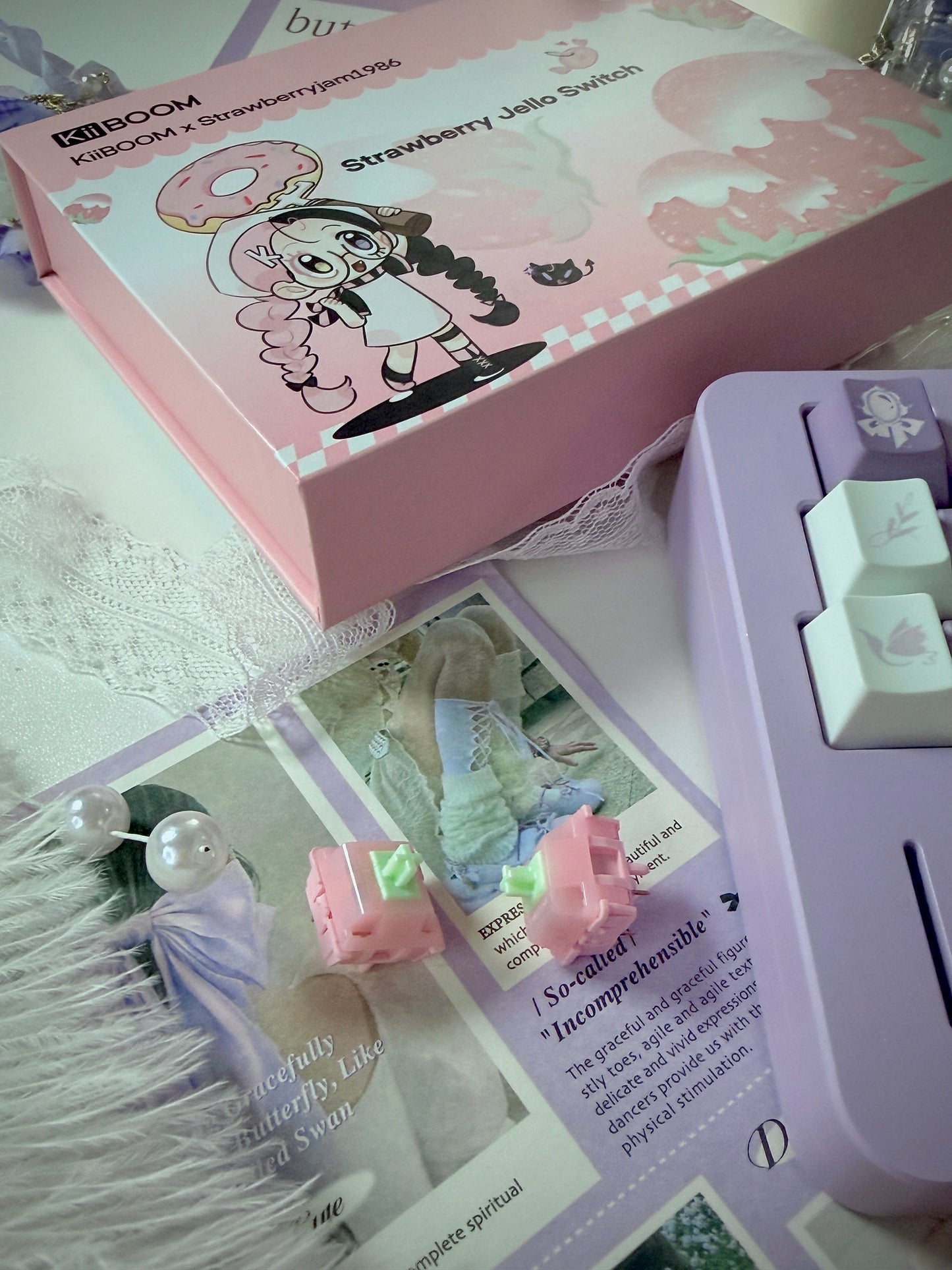 ONLY 1 Instock Prebuilt Aluminum Customized Mechanical Keyboard DIMIALICE Ergonomic Pastel Purple Keyboard Set(not including the KiiBOOM number pad)