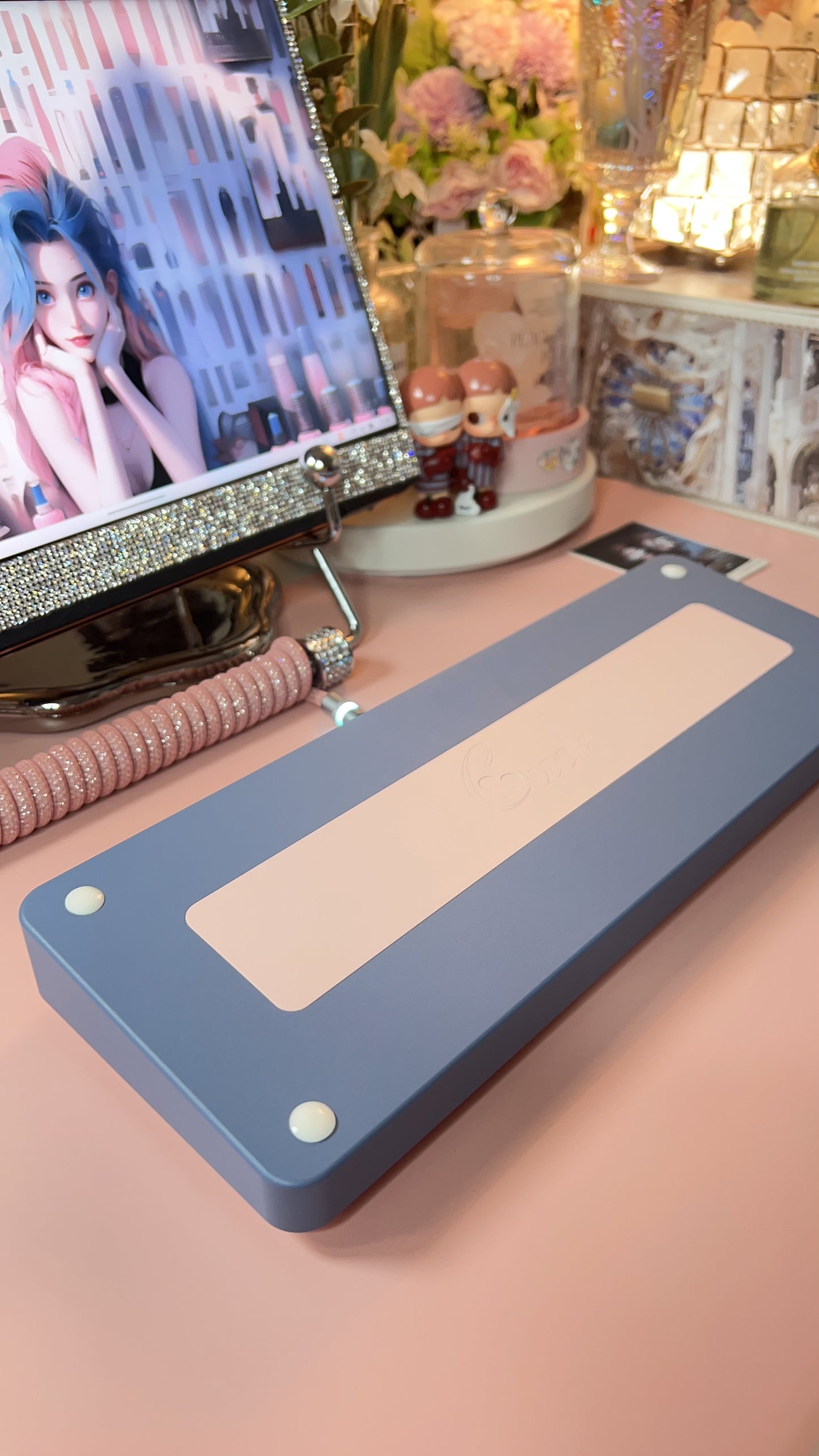 【Preorder】Prebuilt Lucky67 Dusty Blue Dirty Rose Pastel Red Circus Theme Aluminum Mechanical Customized Keyboard