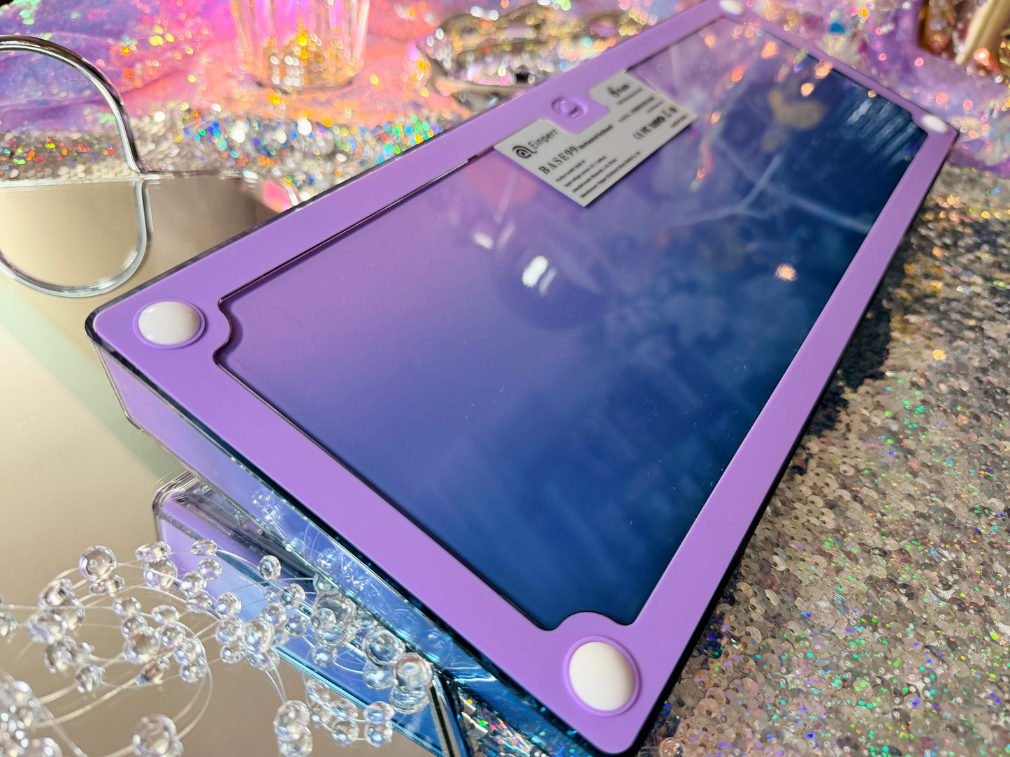 Unboxing Sample For Sales ONLY 1 Instock Prebuilt Einperr Base99 Wireless Mechanical Keyboard with PC Transparent Keycaps, Hot Swappable Custom Keyboard with Number Pad, RGB Backlit, Lulu Switch for Windows Mac - Cosmic Violet