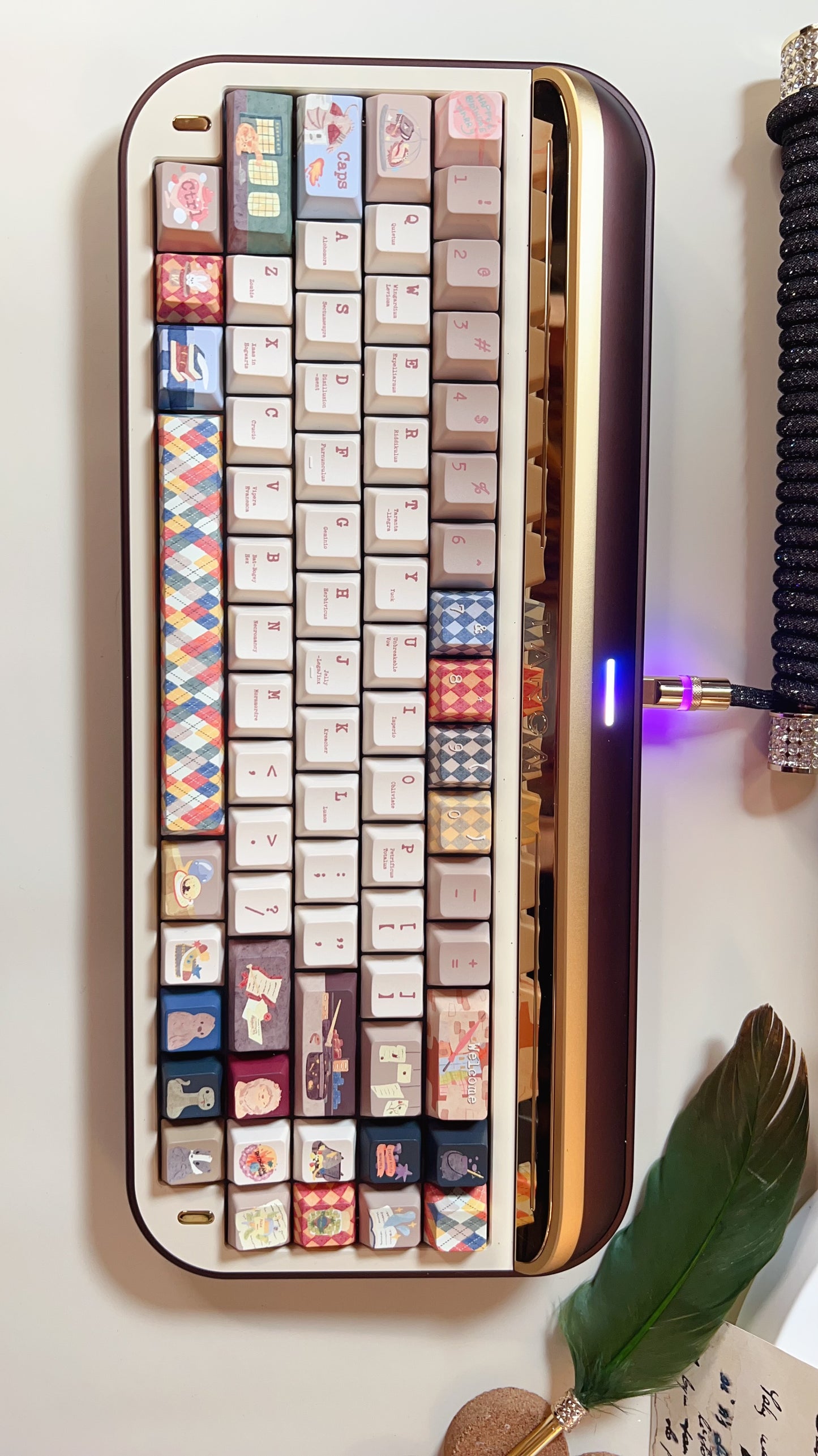 【Preorder】Prebuilt Targa65 Brown Aluminum Customized Mechanical Keyboard Harry Potter Theme