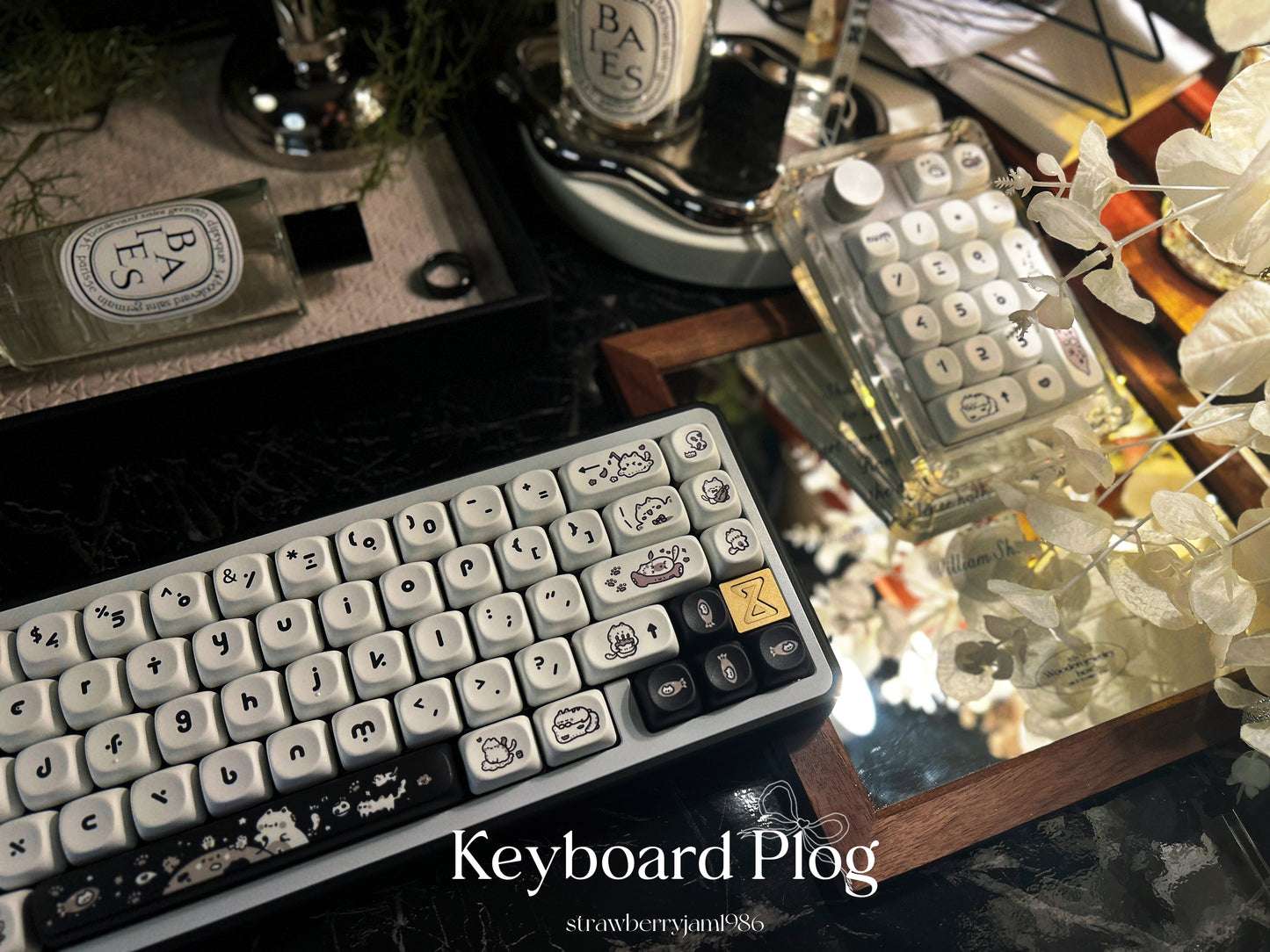 ONLY 1 INSTOCK Prebuilt Aluminum Customized Mechanical Keyboard BUFF65 BLACK White Creamy Thocky Set(not including number pad)