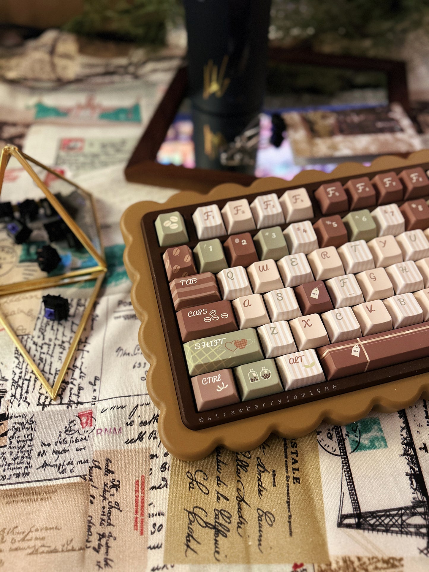 #0172 Matcha Latte Green Coffee Keycap Cherry Profile