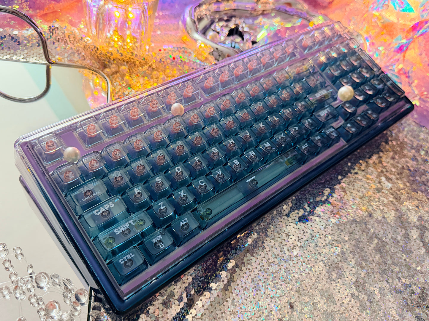 Unboxing Sample For Sales ONLY 1 Instock Prebuilt Einperr Base99 Wireless Mechanical Keyboard with PC Transparent Keycaps, Hot Swappable Custom Keyboard with Number Pad, RGB Backlit, Lulu Switch for Windows Mac - Cosmic Violet