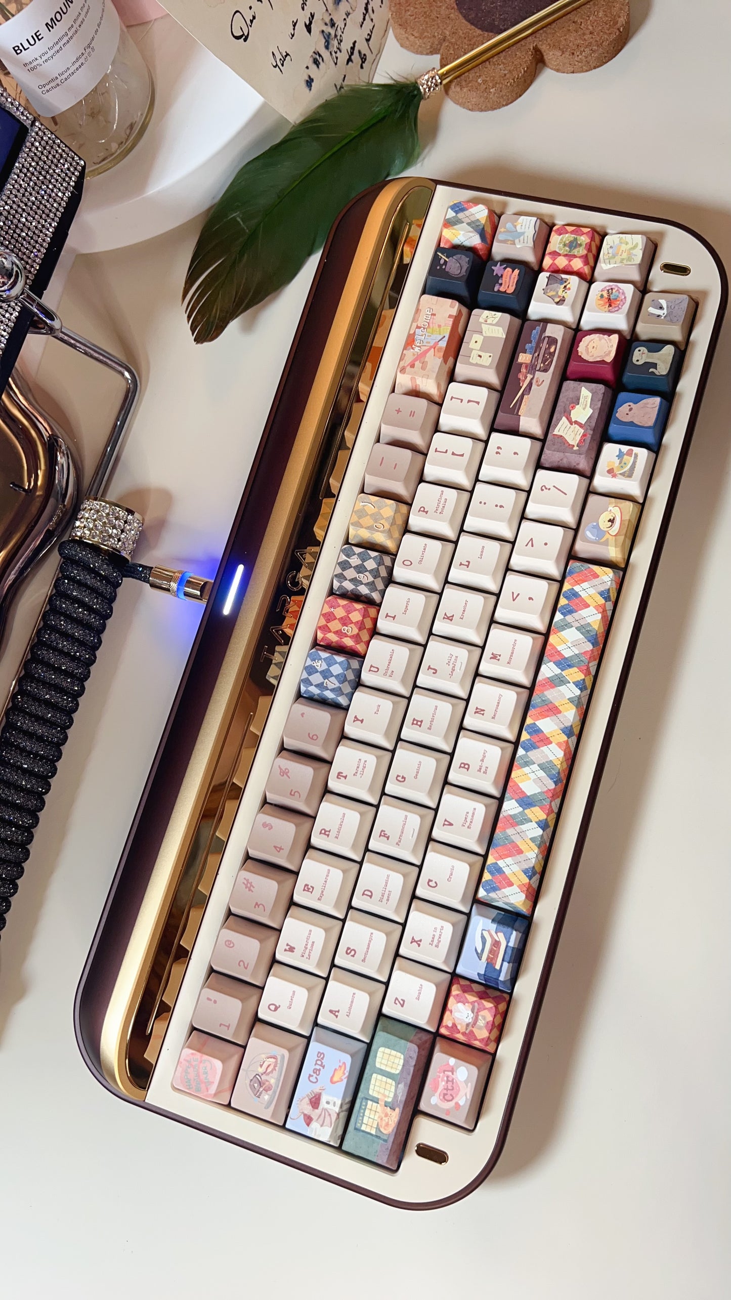 【Preorder】Prebuilt Targa65 Brown Aluminum Customized Mechanical Keyboard Harry Potter Theme
