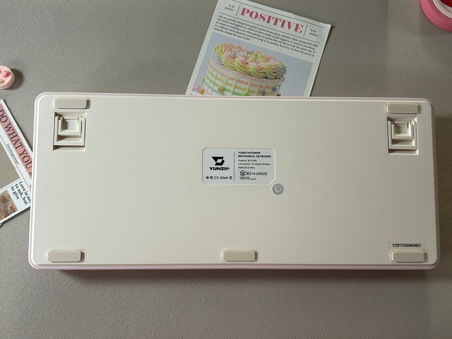 Unboxing Sample For Sales ONLY 1 Instock Pink Heart YUNZII B75 PRO Wireless Mechanical Keyboard,75% Layout with Knob,Hot Swap Gasket Custom Structure,Creamy Pre-lubed Switches,RGB Backlit,Bluetooth/Type-C/2.4G for Win/Mac(Milk Switch,Pink)