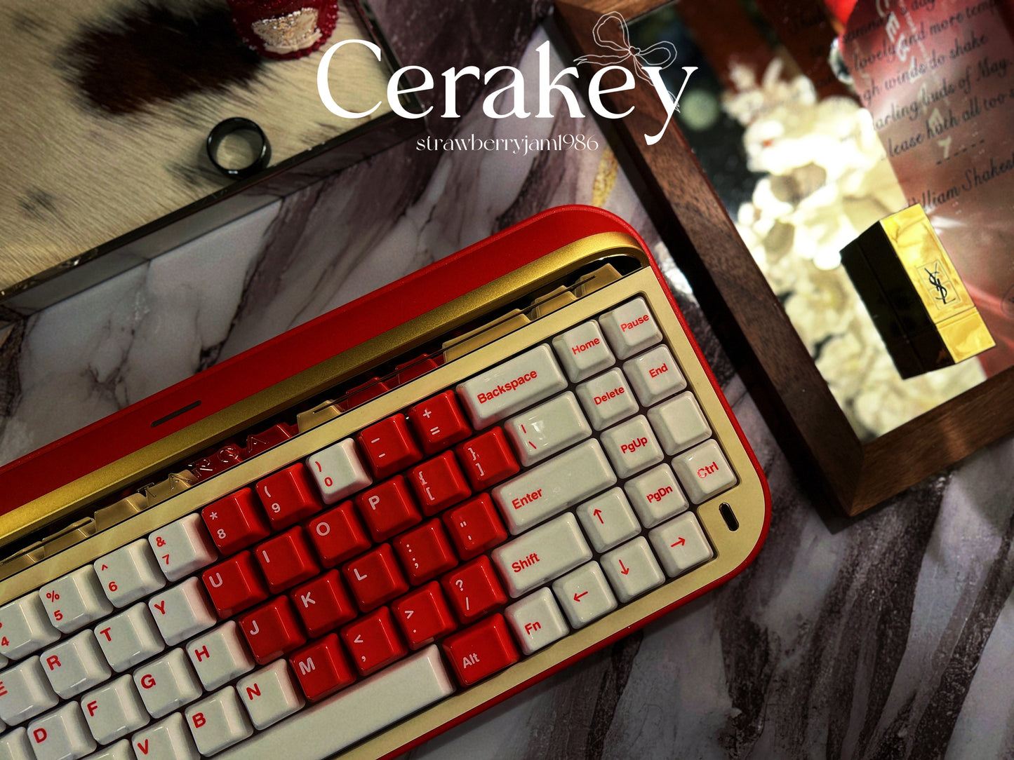 ONLY 1 INSTOCK Prebuilt Aluminum Customized Mechanical Keyboard Red Targa65 Cerakey Valentine Heart Set