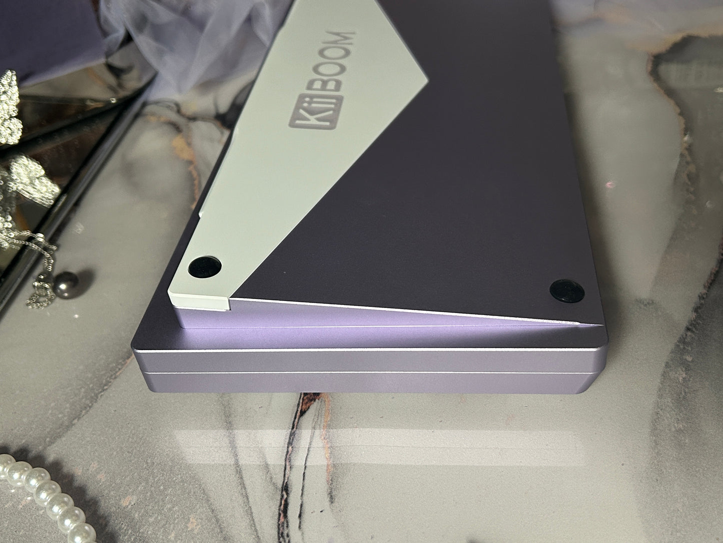 ONLY 1 Instock Prebuilt Aluminum Customized Mechanical Keyboard Silver Purple KiiBOOM Moonshadow kit With Ceramic Keycaps