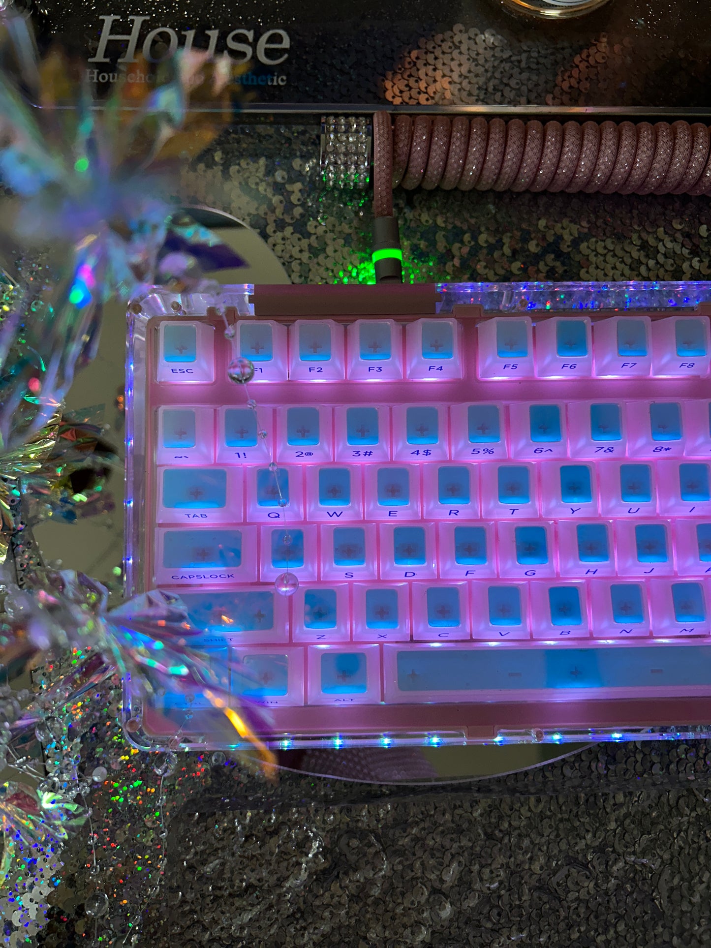 #0164 Cloud Edge Butterfly Phantom Laser Keycap Side Engraved Multi-sided Color-changing Keycap Cherry Profile