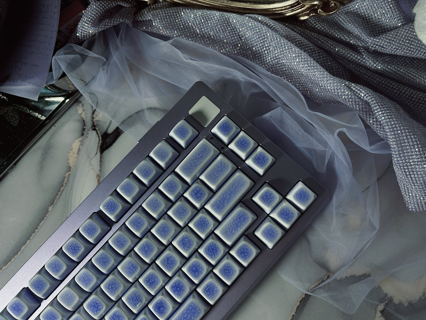 ONLY 1 Instock Prebuilt Aluminum Customized Mechanical Keyboard Silver Purple KiiBOOM Moonshadow kit With Ceramic Keycaps