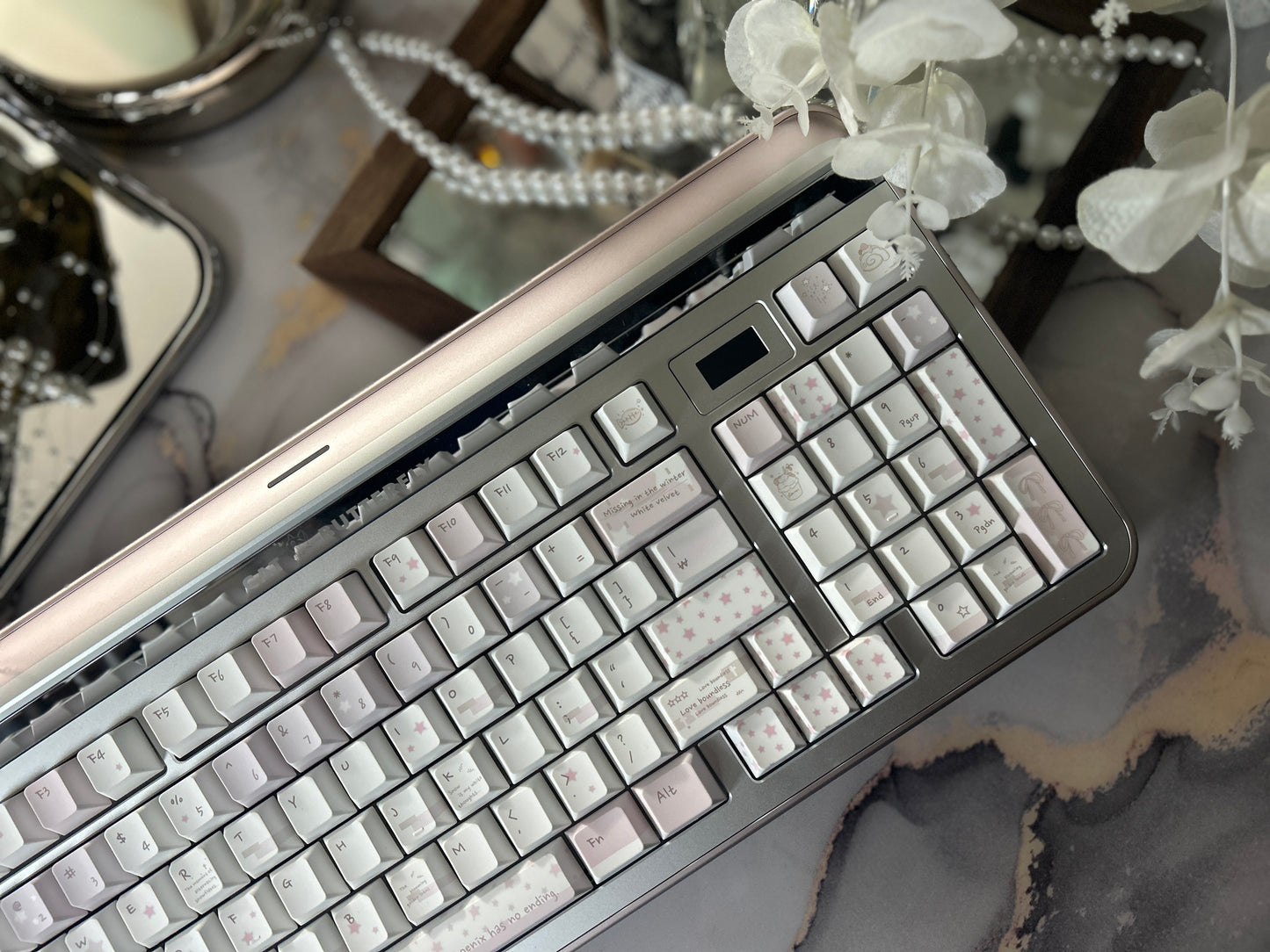 ONLY 1 Instock Prebuilt Aluminum Customized Mechanical Keyboard Targa98 Silver Pink Set