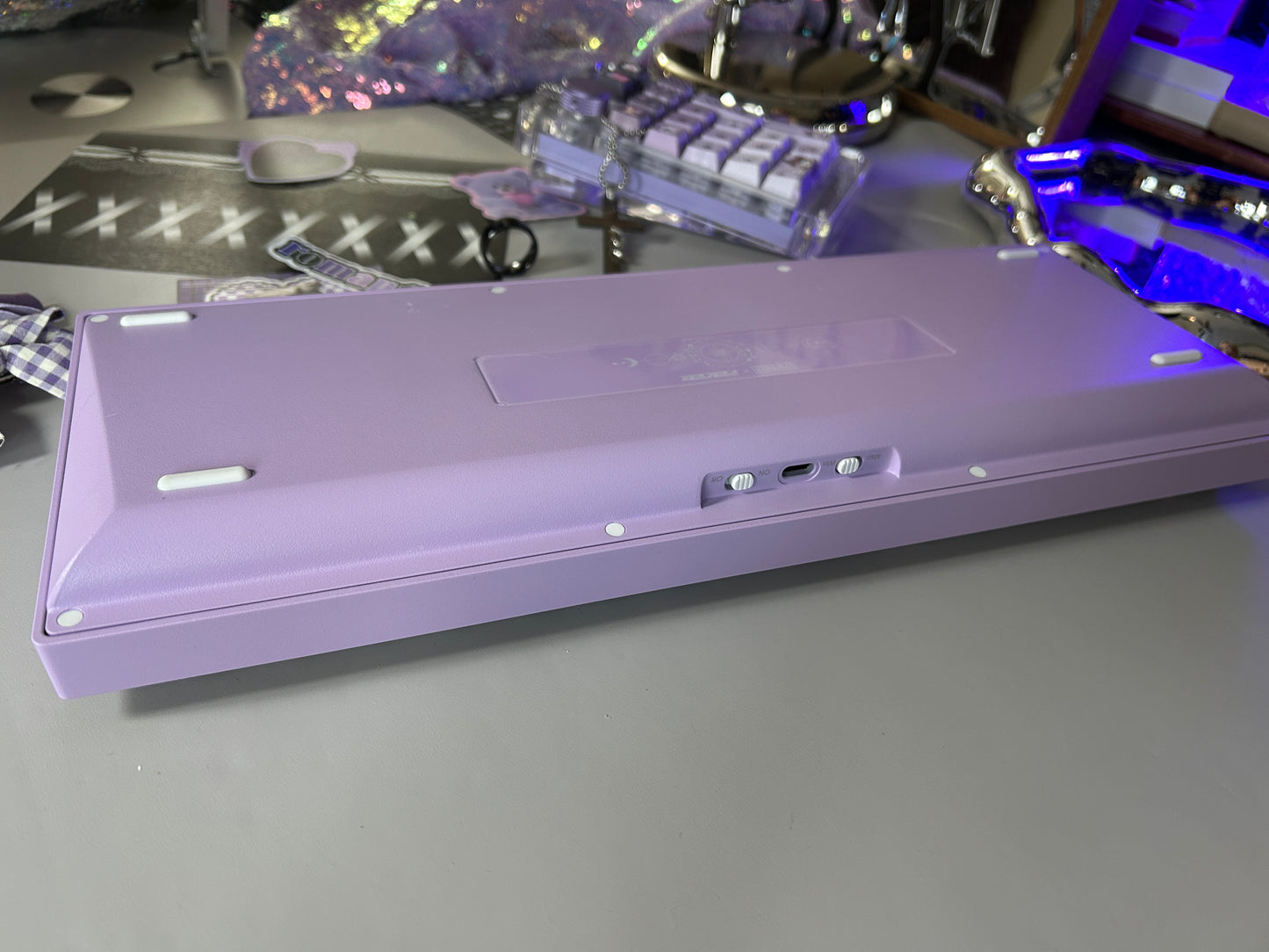 Unboxing Sample For Sales ONLY 1 Instock Feker Galaxy80 Purple Tri-Mode Mechanical Keyboard ➕Kuromi Themed Keycaps(not including Pad or black lace and bow decoration)