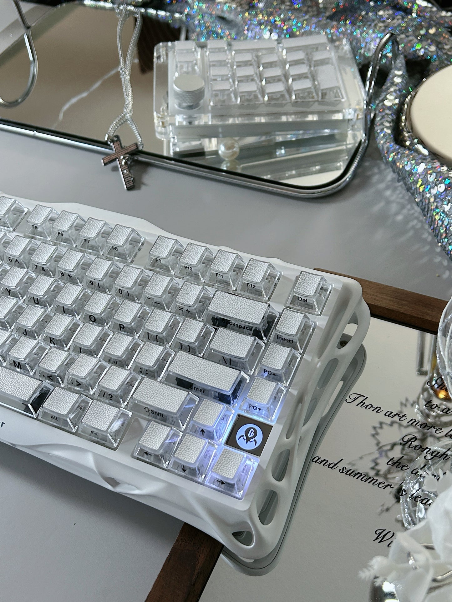 Unboxing Sample For Sales ONLY 1 Instock Prebuilt Aluminum Customized Mechanical Keyboard Gravastar MERCURY K1 lite white with leather-top special Keycaps