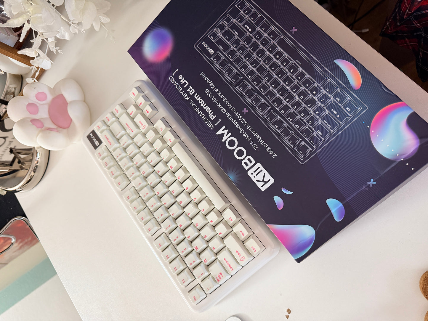 Unboxing Sample ONLY 1 INSTOCK KiiBOOM Phantom81 Lite White Tri-mode Wireless Mechanical Keyboard