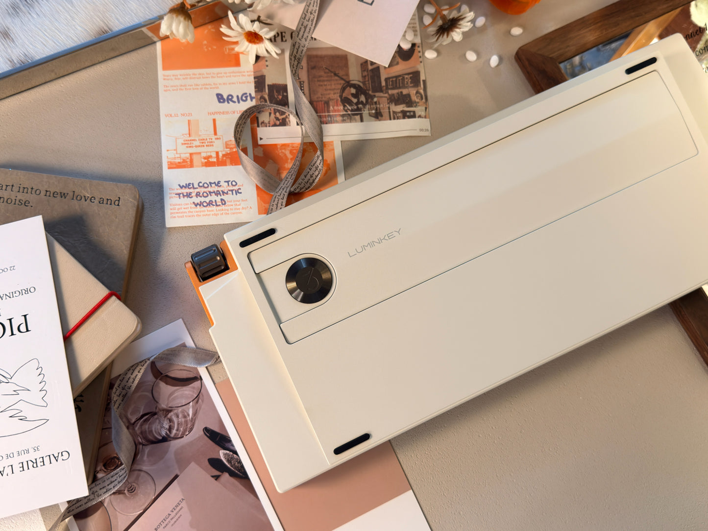 Unboxing Sample For Sales ONLY 1 Instock LUMINKEY75 V2 Tri-Mode Custom Mechanical Keyboard Warm Orange-White