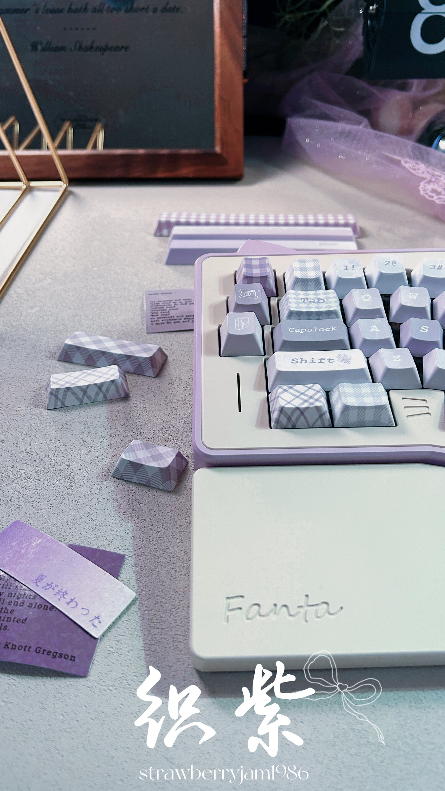 ONLY 1 INSTOCK Prebuilt Aluminum Customized Mechanical Keyboard PURPULE KITTENALICE ERGONOMIC CAT KEYBOARD SET with Wristrest
