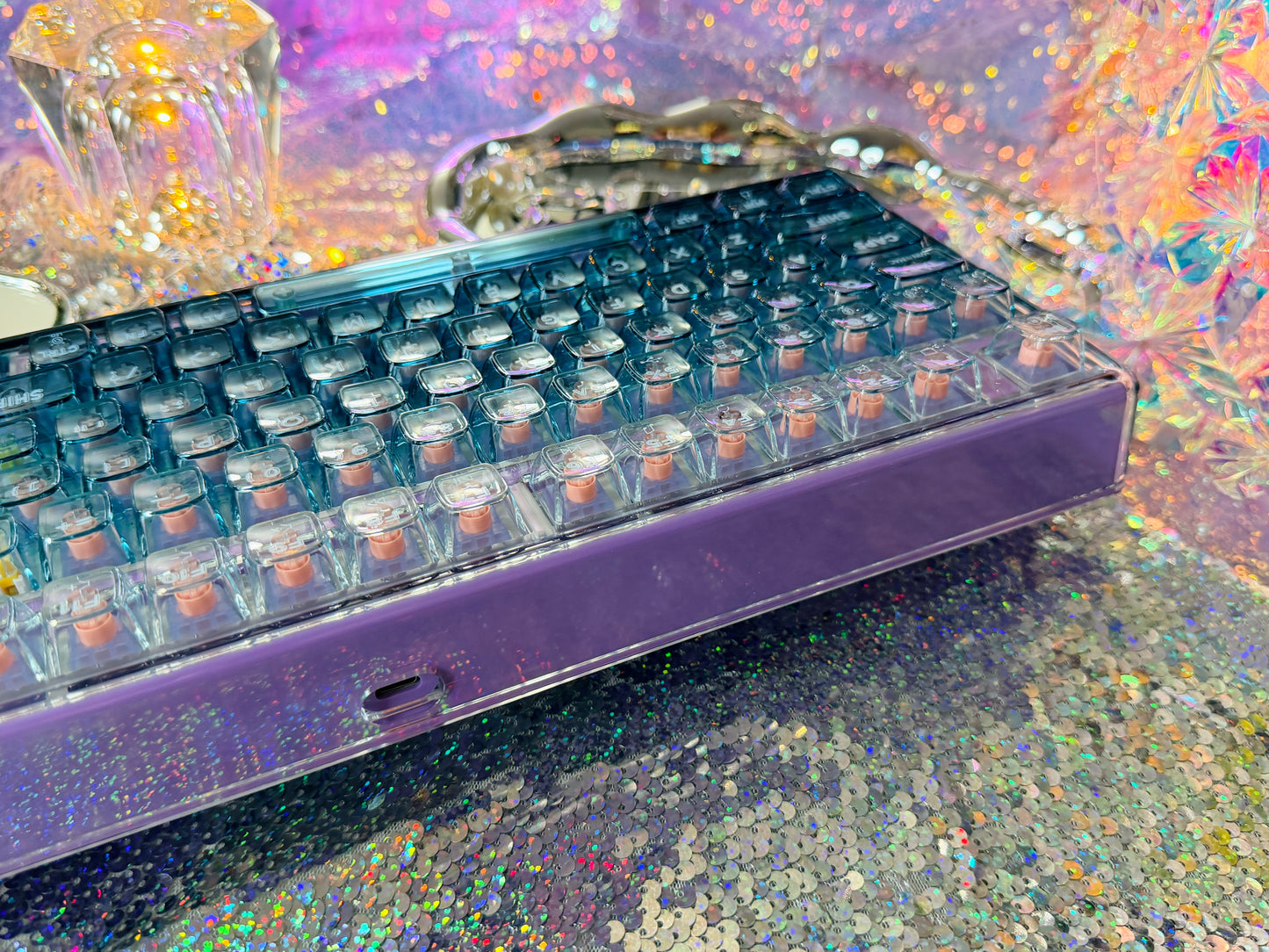 Unboxing Sample For Sales ONLY 1 Instock Prebuilt Einperr Base99 Wireless Mechanical Keyboard with PC Transparent Keycaps, Hot Swappable Custom Keyboard with Number Pad, RGB Backlit, Lulu Switch for Windows Mac - Cosmic Violet