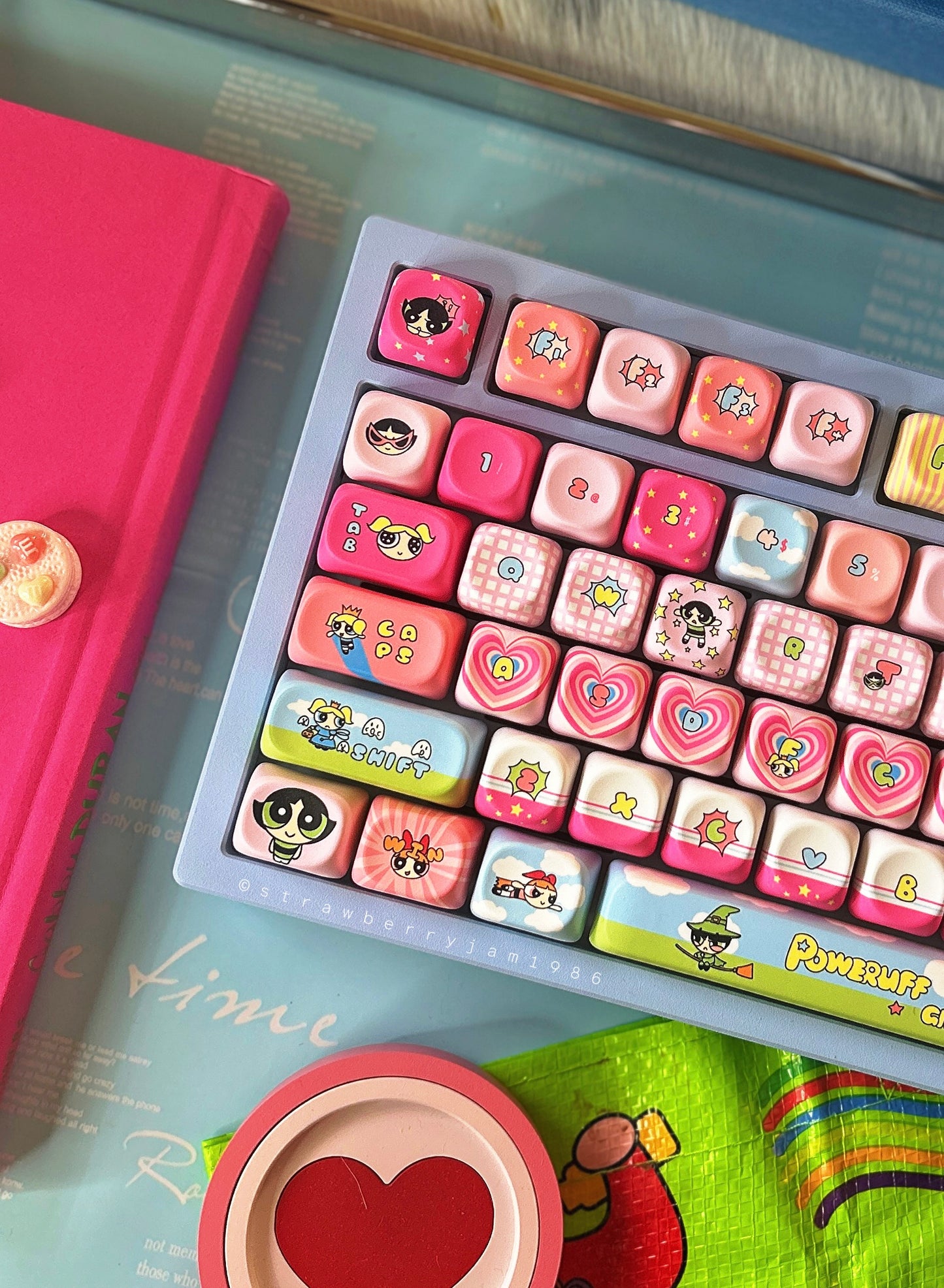 Preorder Prebuilt Aluminum Customized Mechanical Keyboard Galaxy80 Set With The Powerpuff Girl Keycap