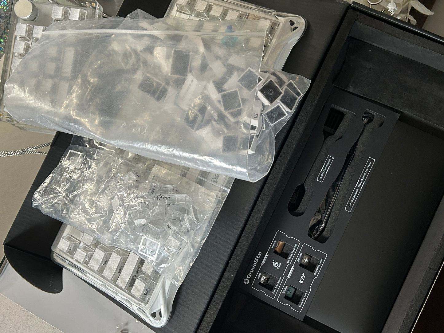 Unboxing Sample For Sales ONLY 1 Instock Prebuilt Aluminum Customized Mechanical Keyboard Gravastar MERCURY K1 lite white with leather-top special Keycaps