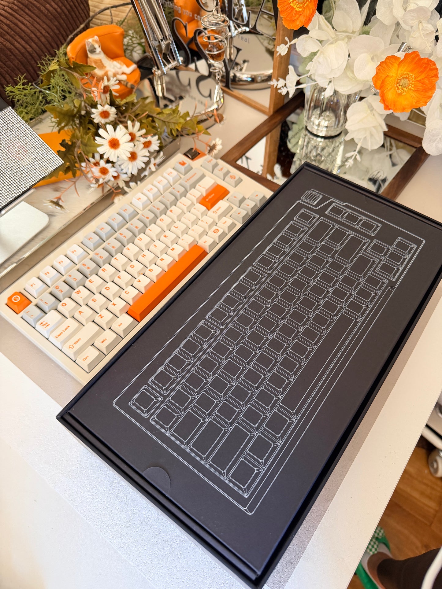 Unboxing Sample For Sales ONLY 1 Instock LUMINKEY75 V2 Tri-Mode Custom Mechanical Keyboard Warm Orange-White