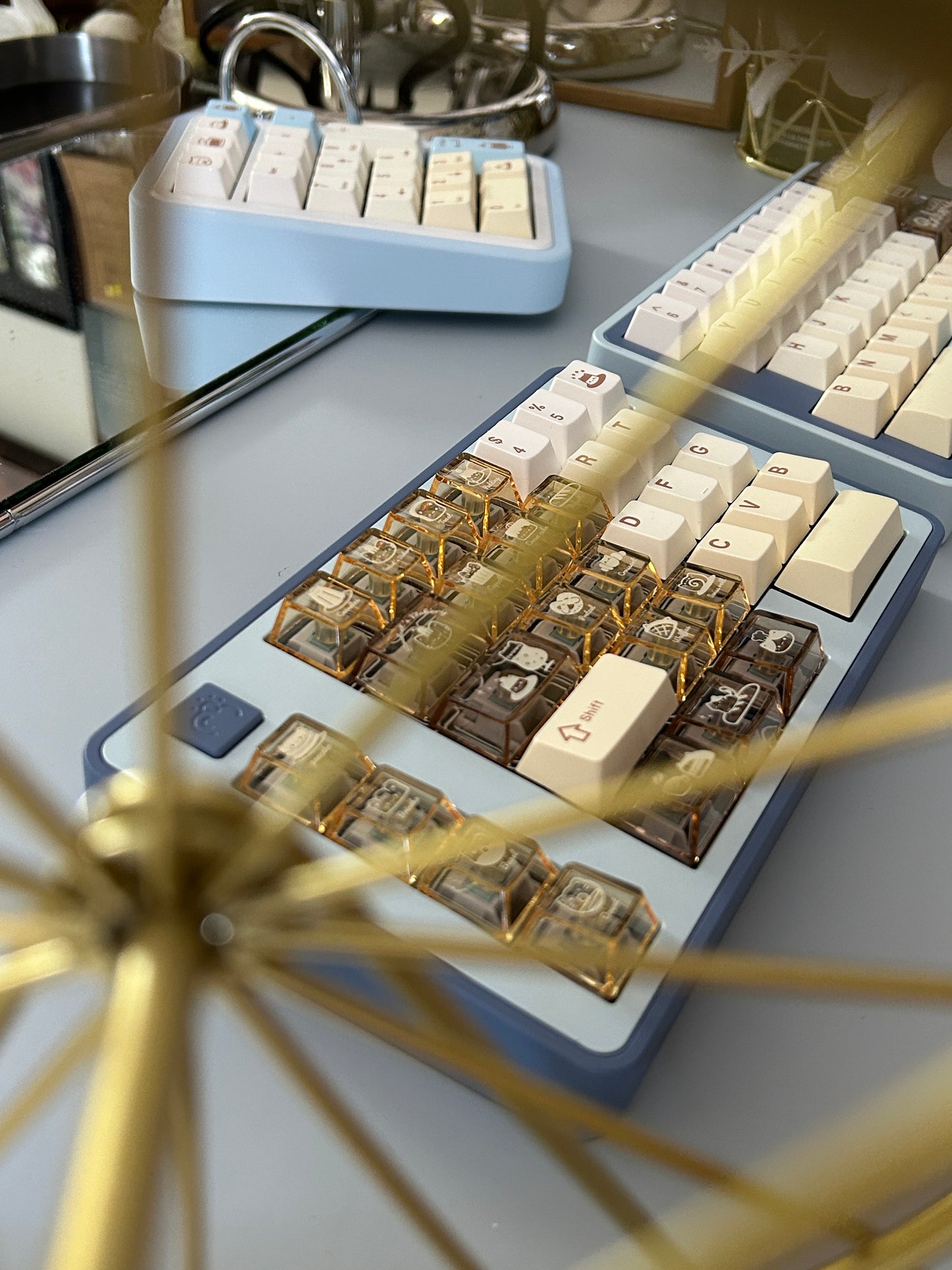 Preorder Prebuilt Aluminum Customized Mechanical Keyboard BLOCKboy split65 dark and light Blue set