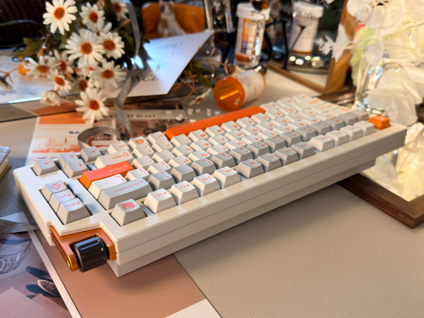 Unboxing Sample For Sales ONLY 1 Instock LUMINKEY75 V2 Tri-Mode Custom Mechanical Keyboard Warm Orange-White