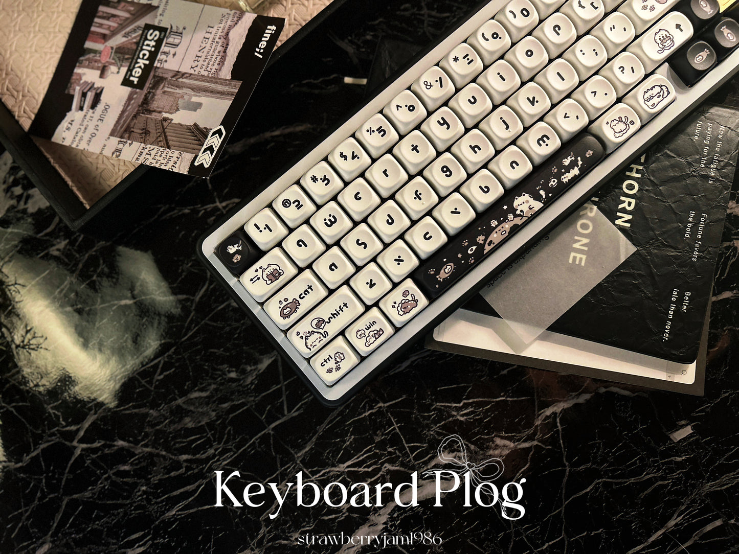 ONLY 1 INSTOCK Prebuilt Aluminum Customized Mechanical Keyboard BUFF65 BLACK White Creamy Thocky Set(not including number pad)