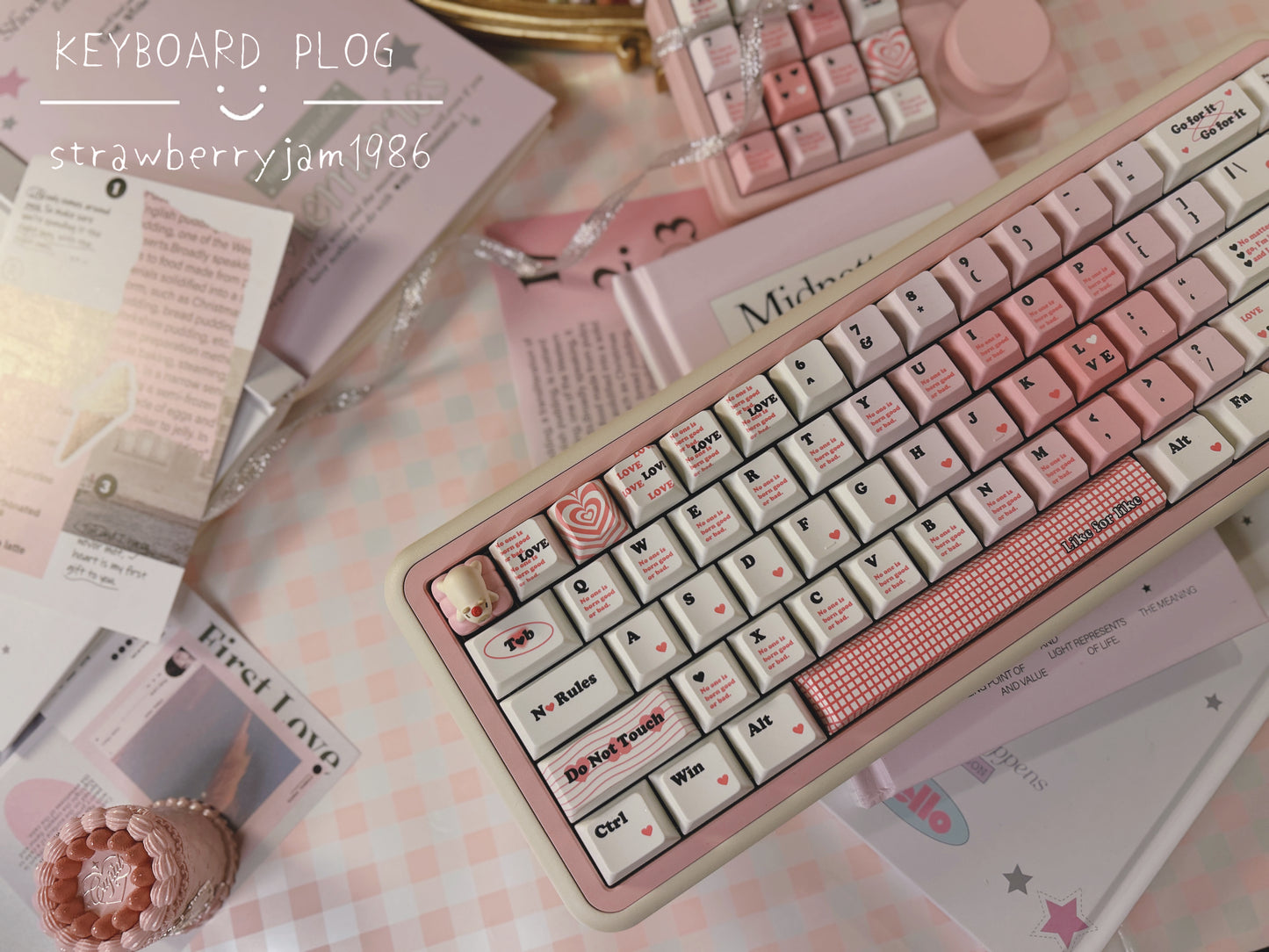 ONLY 1 INSTOCK Prebuilt Aluminum Customized Mechanical Keyboard ROSE65 Creamy Pink(not including the number pad)