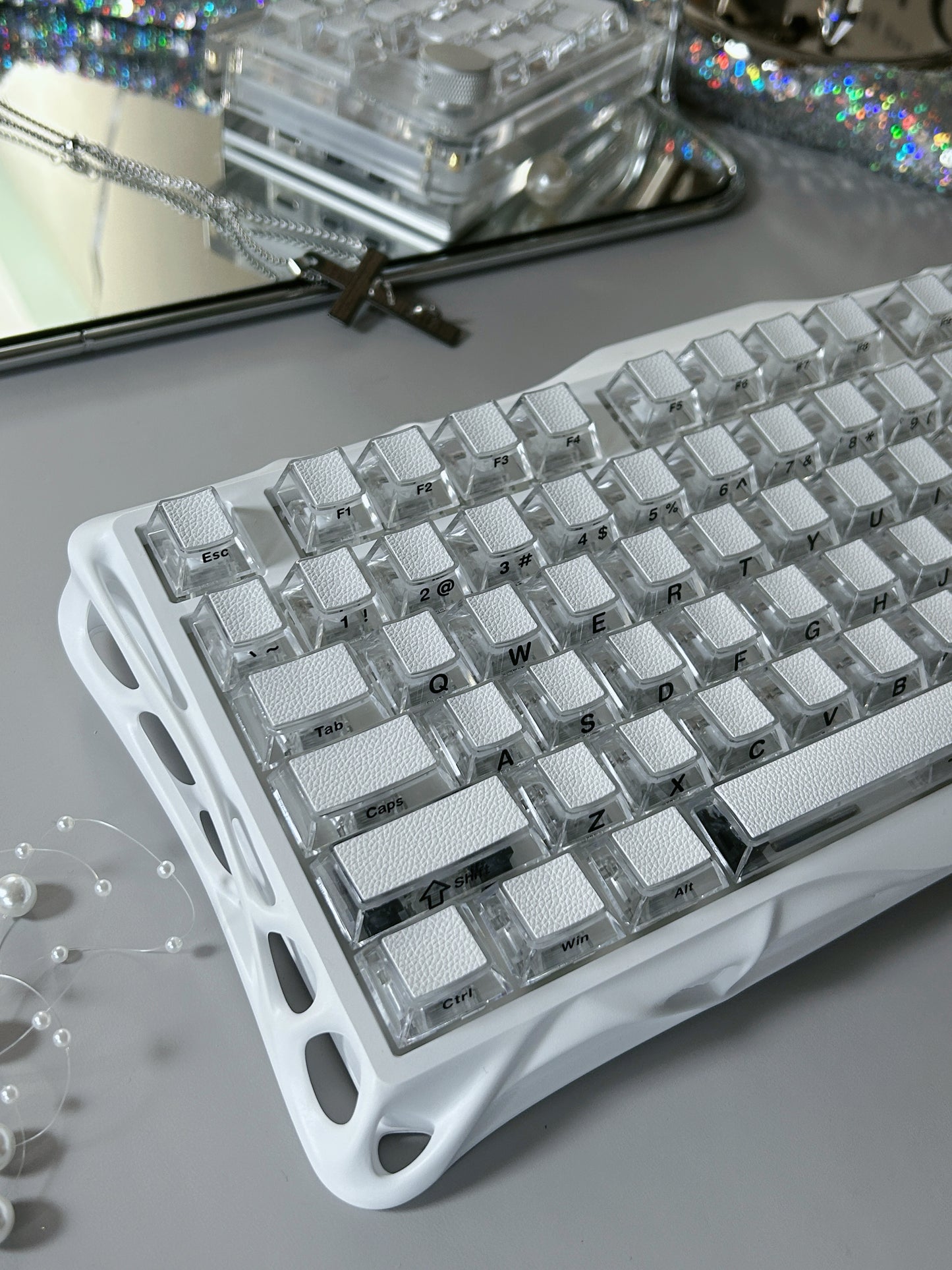 Unboxing Sample For Sales ONLY 1 Instock Prebuilt Aluminum Customized Mechanical Keyboard Gravastar MERCURY K1 lite white with leather-top special Keycaps