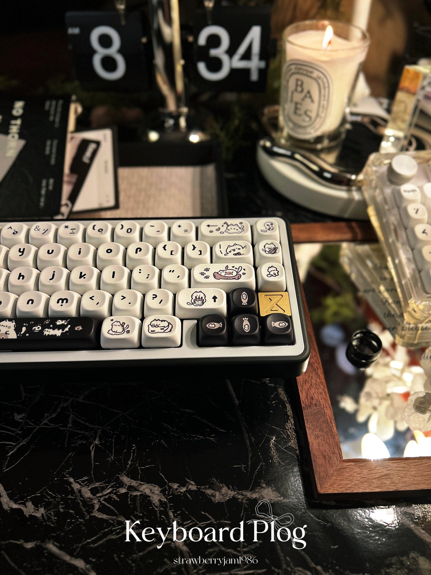 ONLY 1 INSTOCK Prebuilt Aluminum Customized Mechanical Keyboard BUFF65 BLACK White Creamy Thocky Set(not including number pad)