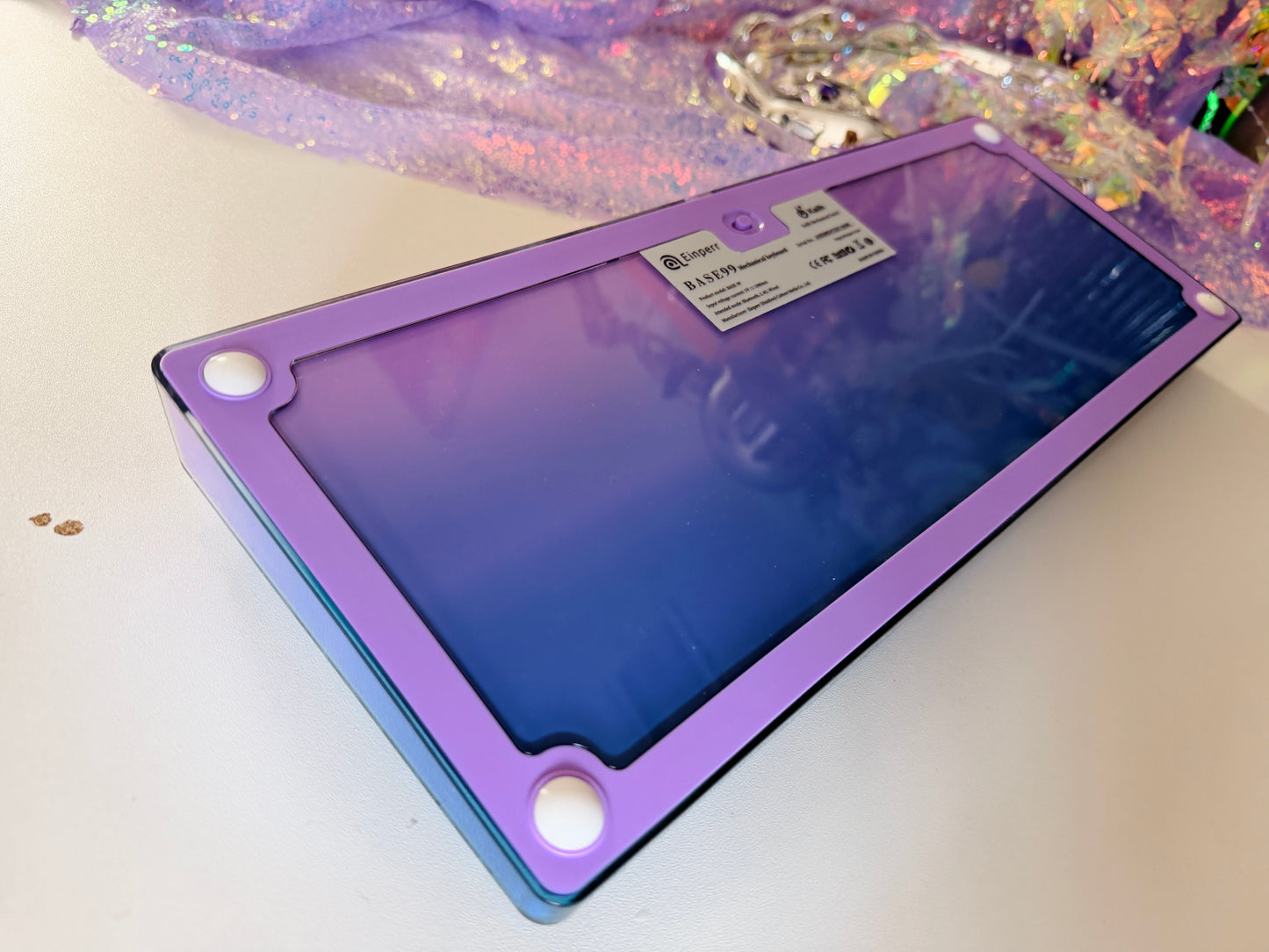 Unboxing Sample For Sales ONLY 1 Instock Prebuilt Einperr Base99 Wireless Mechanical Keyboard with PC Transparent Keycaps, Hot Swappable Custom Keyboard with Number Pad, RGB Backlit, Lulu Switch for Windows Mac - Cosmic Violet