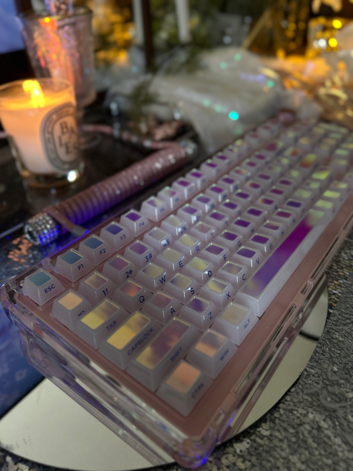 #0164 Cloud Edge Butterfly Phantom Laser Keycap Side Engraved Multi-sided Color-changing Keycap Cherry Profile
