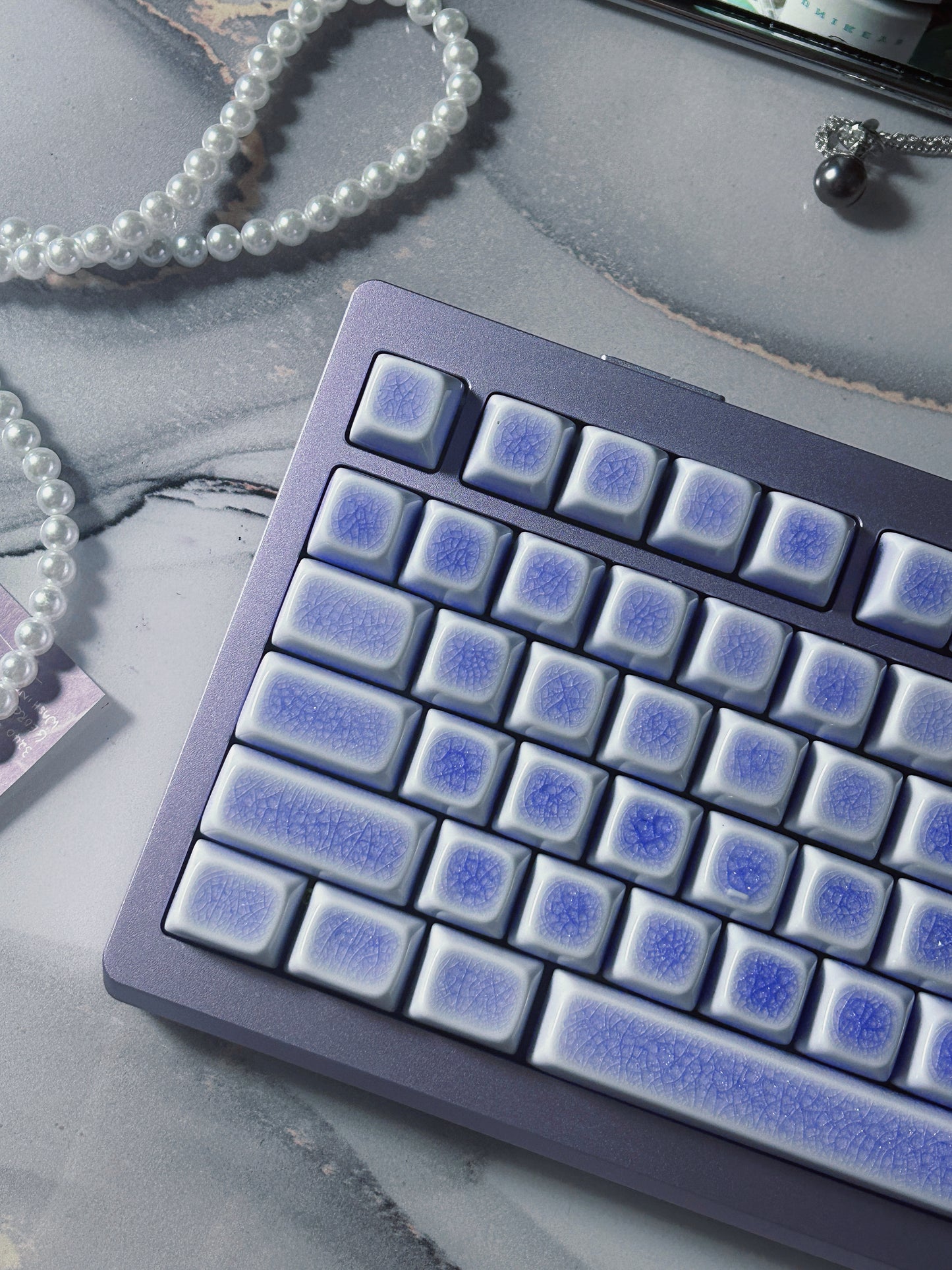 ONLY 1 Instock Prebuilt Aluminum Customized Mechanical Keyboard Silver Purple KiiBOOM Moonshadow kit With Ceramic Keycaps