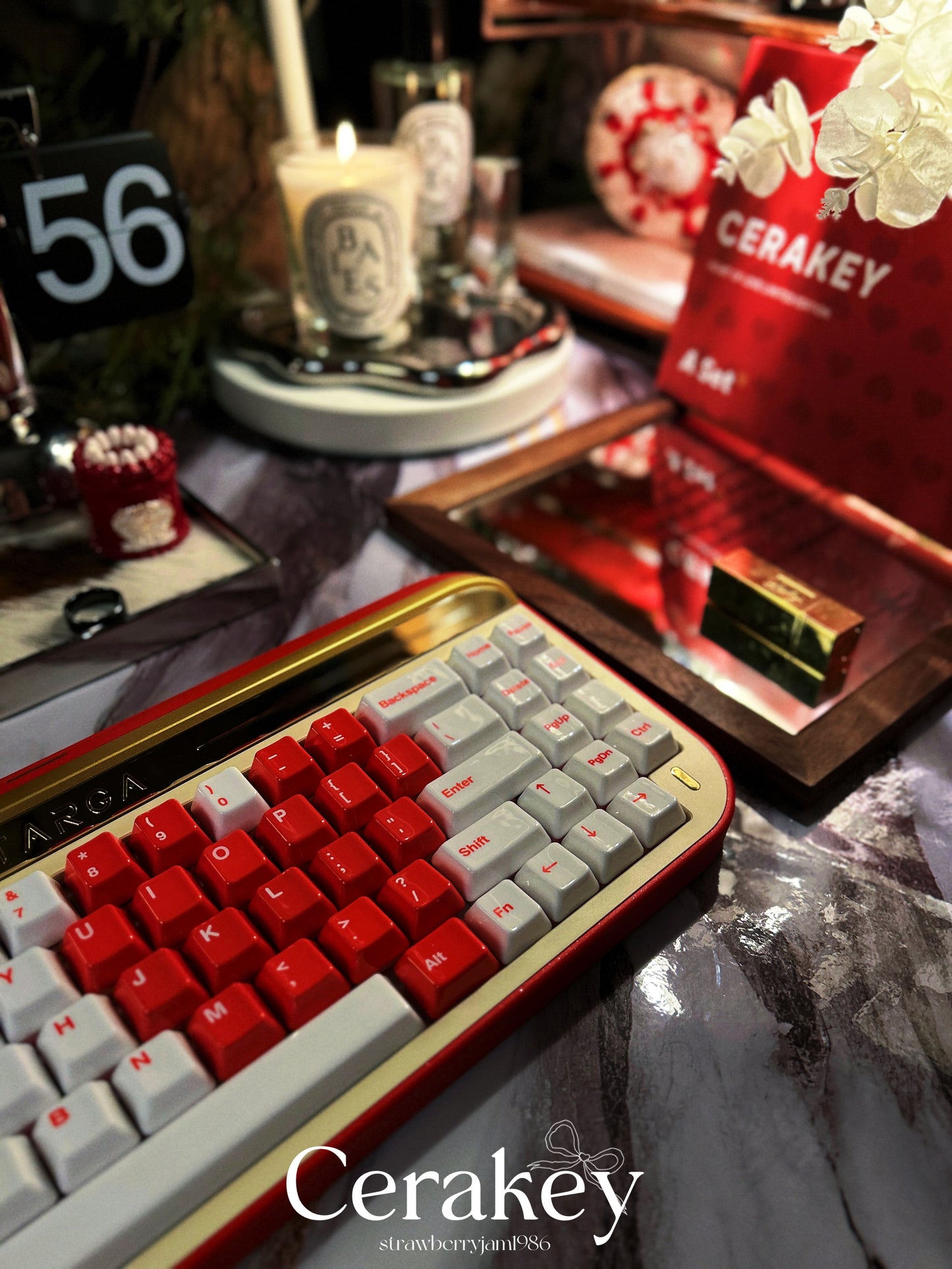 ONLY 1 INSTOCK Prebuilt Aluminum Customized Mechanical Keyboard Red Targa65 Cerakey Valentine Heart Set