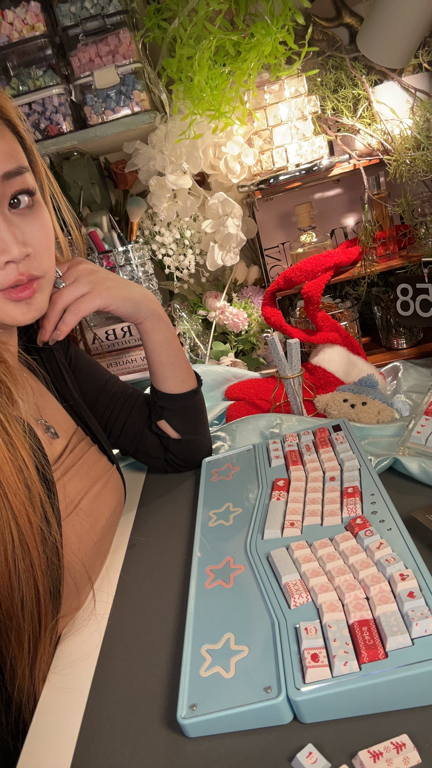 SOLD OUT ❕Prebuilt StarAlice Tiffany Blue Aluminum Customized Mechanical Keyboard Set With Wristrest