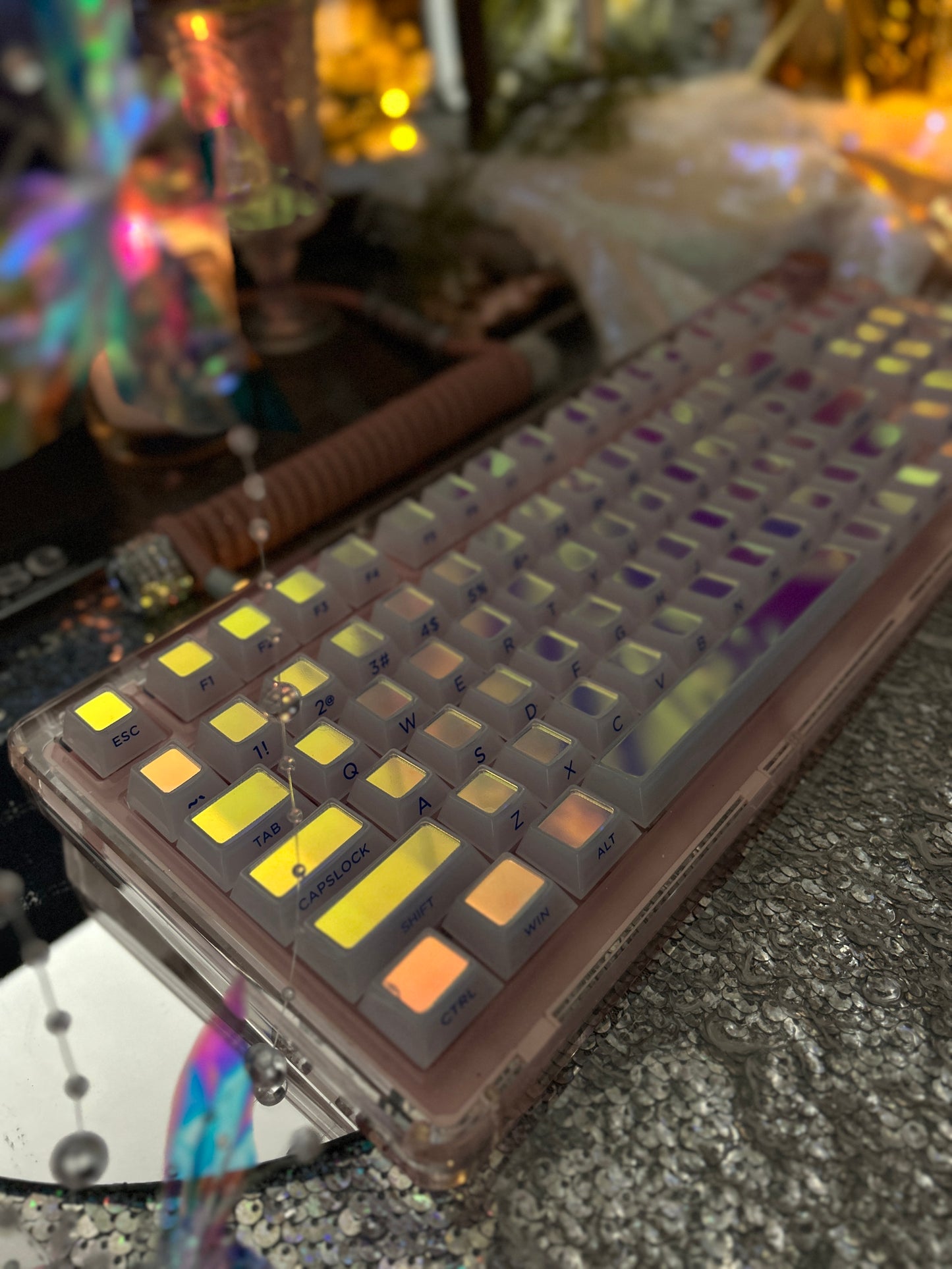 #0164 Cloud Edge Butterfly Phantom Laser Keycap Side Engraved Multi-sided Color-changing Keycap Cherry Profile